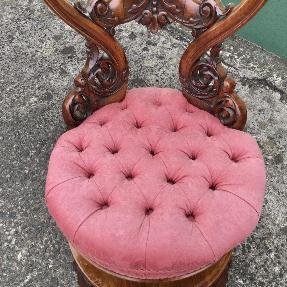 British Antique Walnut Revolving Antique Music Chair, Harpist/Chello Chair Seat For Sale