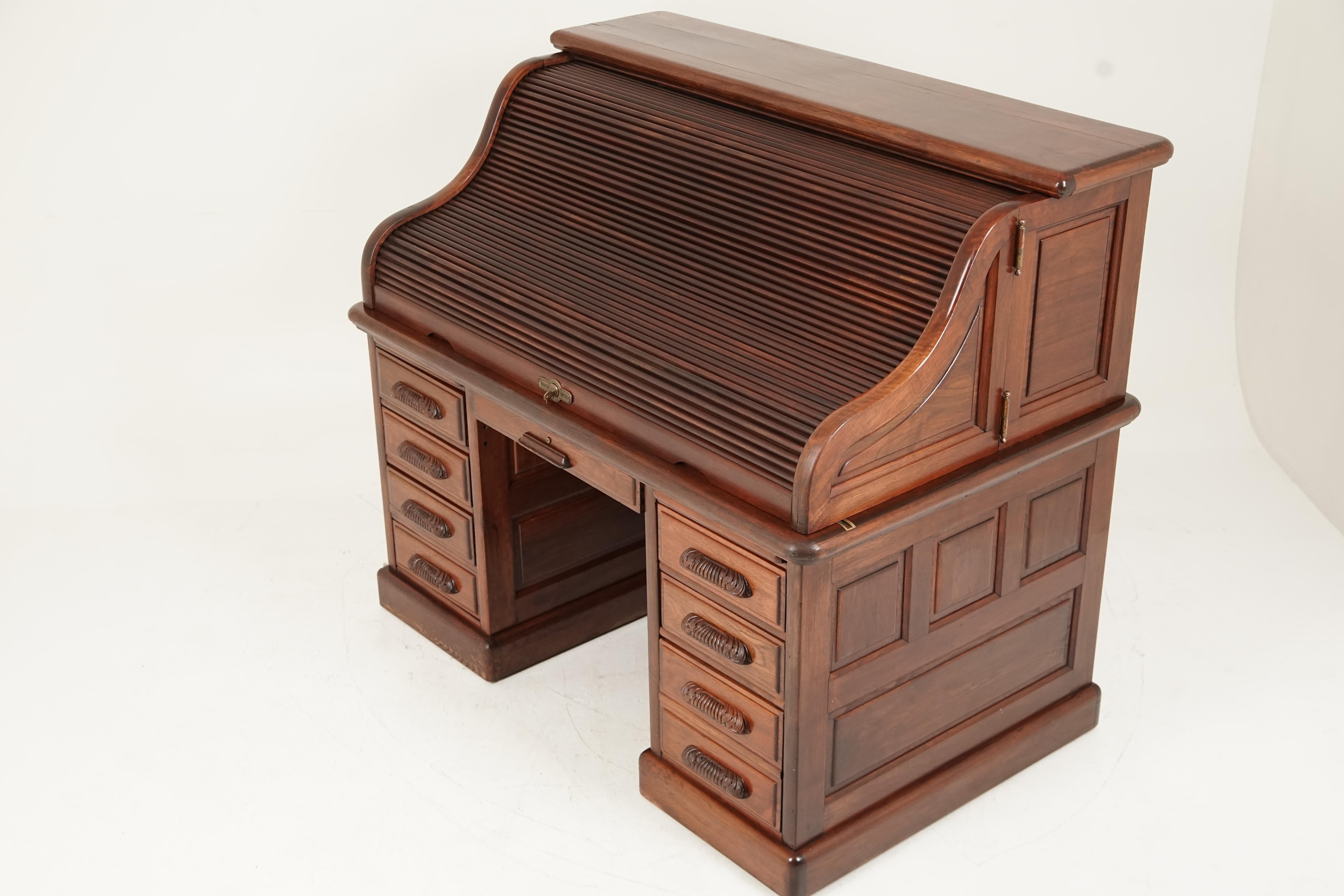 Antique Walnut Roll Top Desk by Derby Boston, America 1880 7