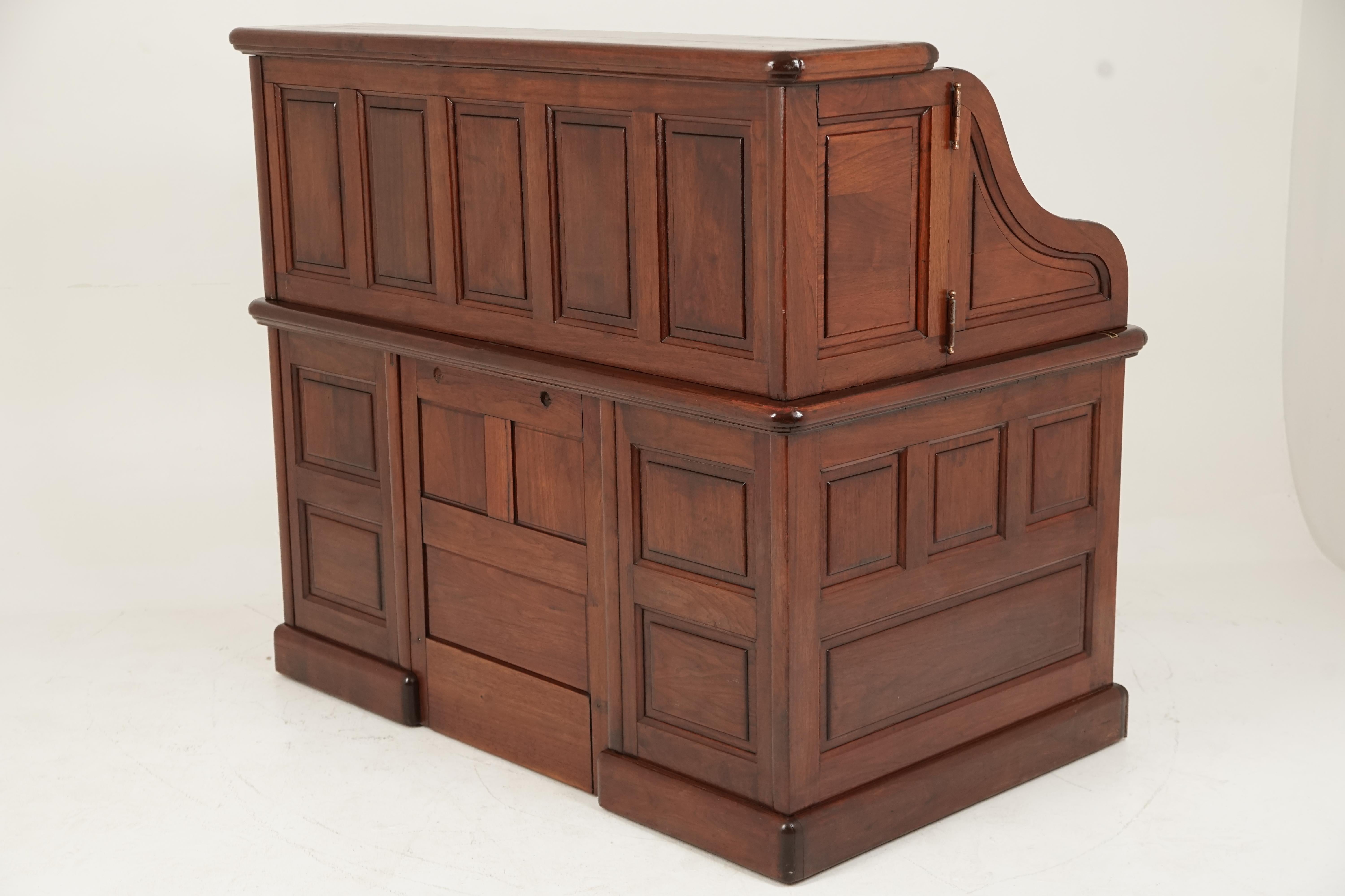 Late 19th Century Antique Walnut Roll Top Desk by Derby Boston, America 1880