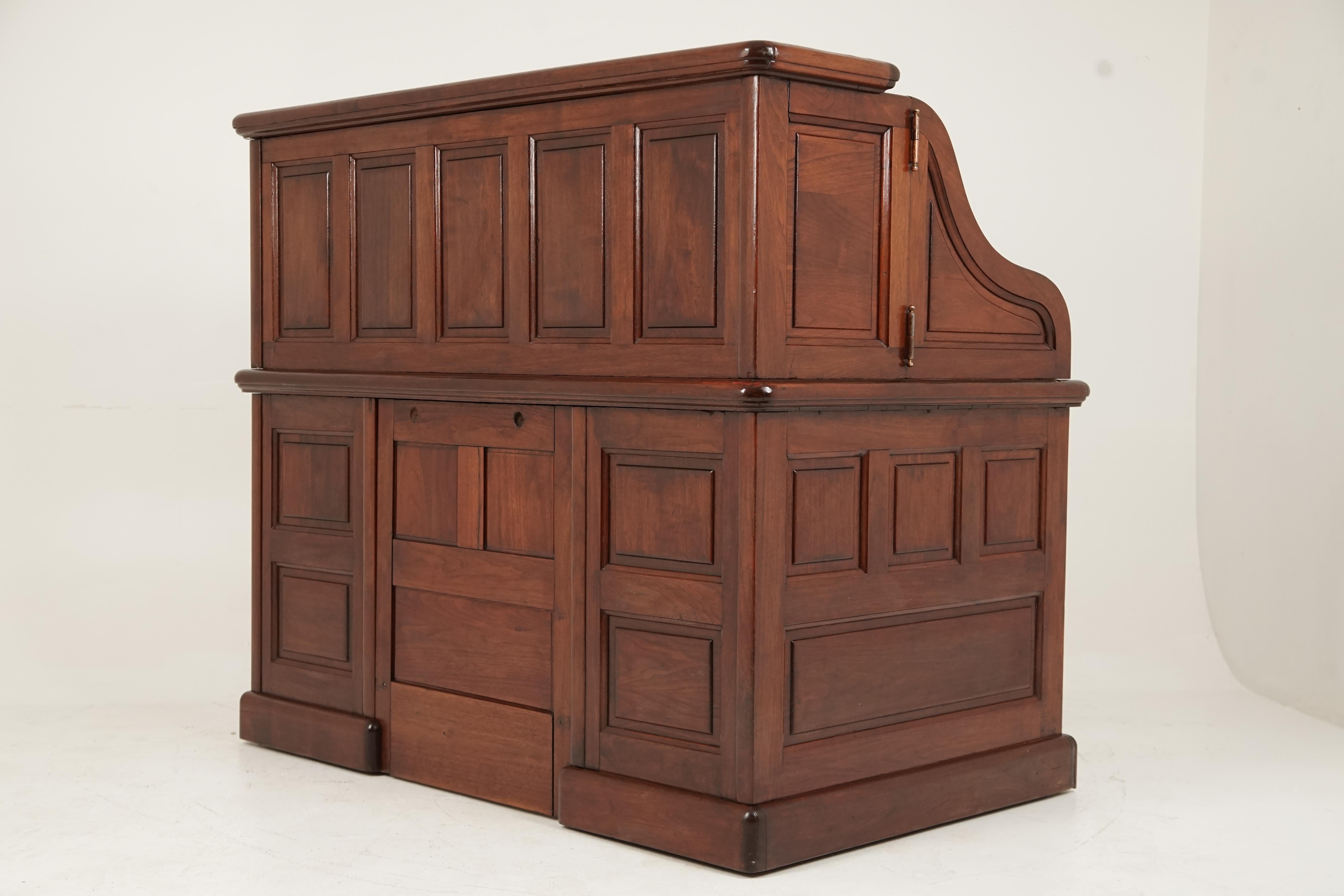 Antique Walnut Roll Top Desk by Derby Boston, America 1880 1
