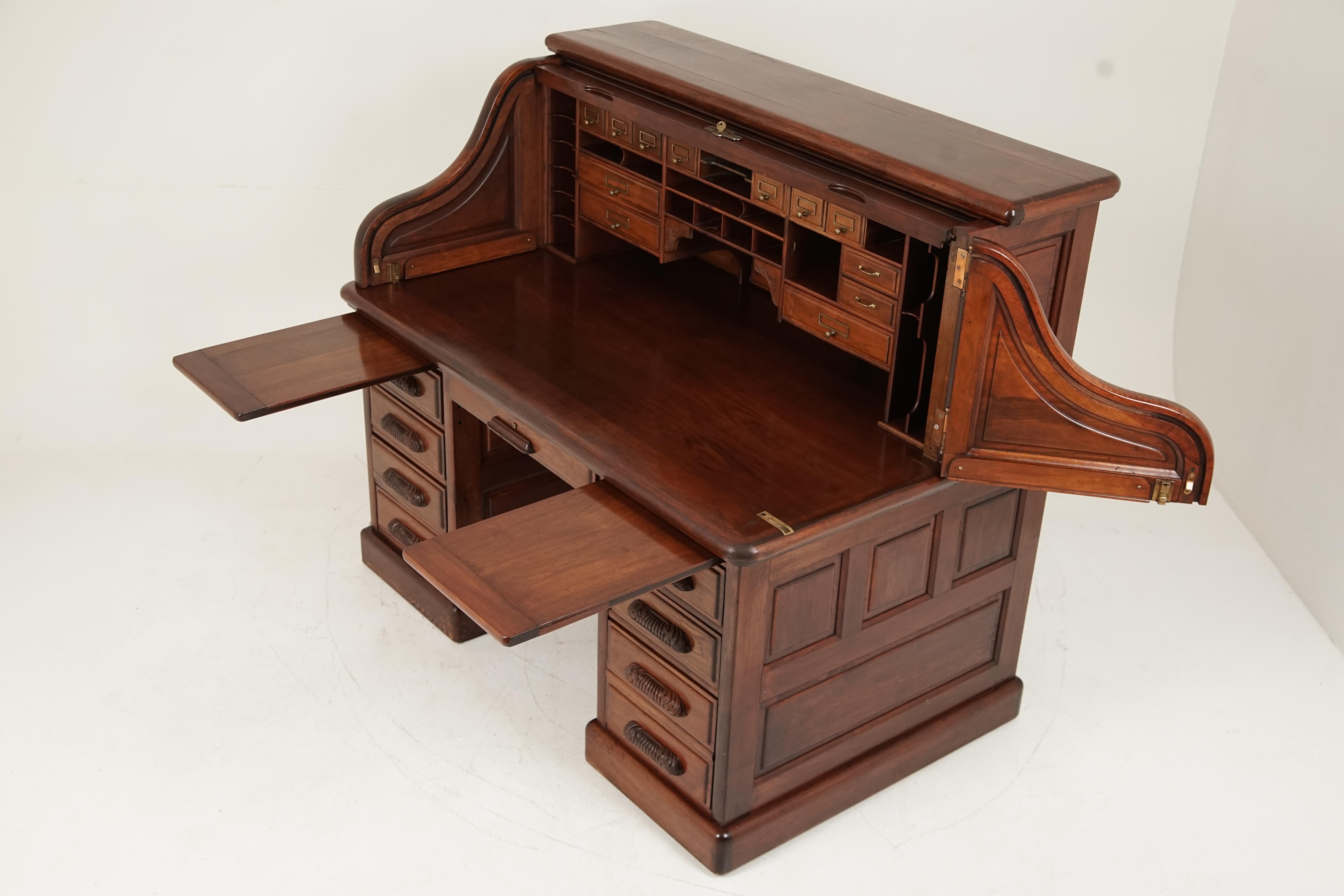 Antique Walnut Roll Top Desk by Derby Boston, America 1880 2