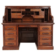 Antique Walnut Roll Top Desk by Derby Boston, America 1880
