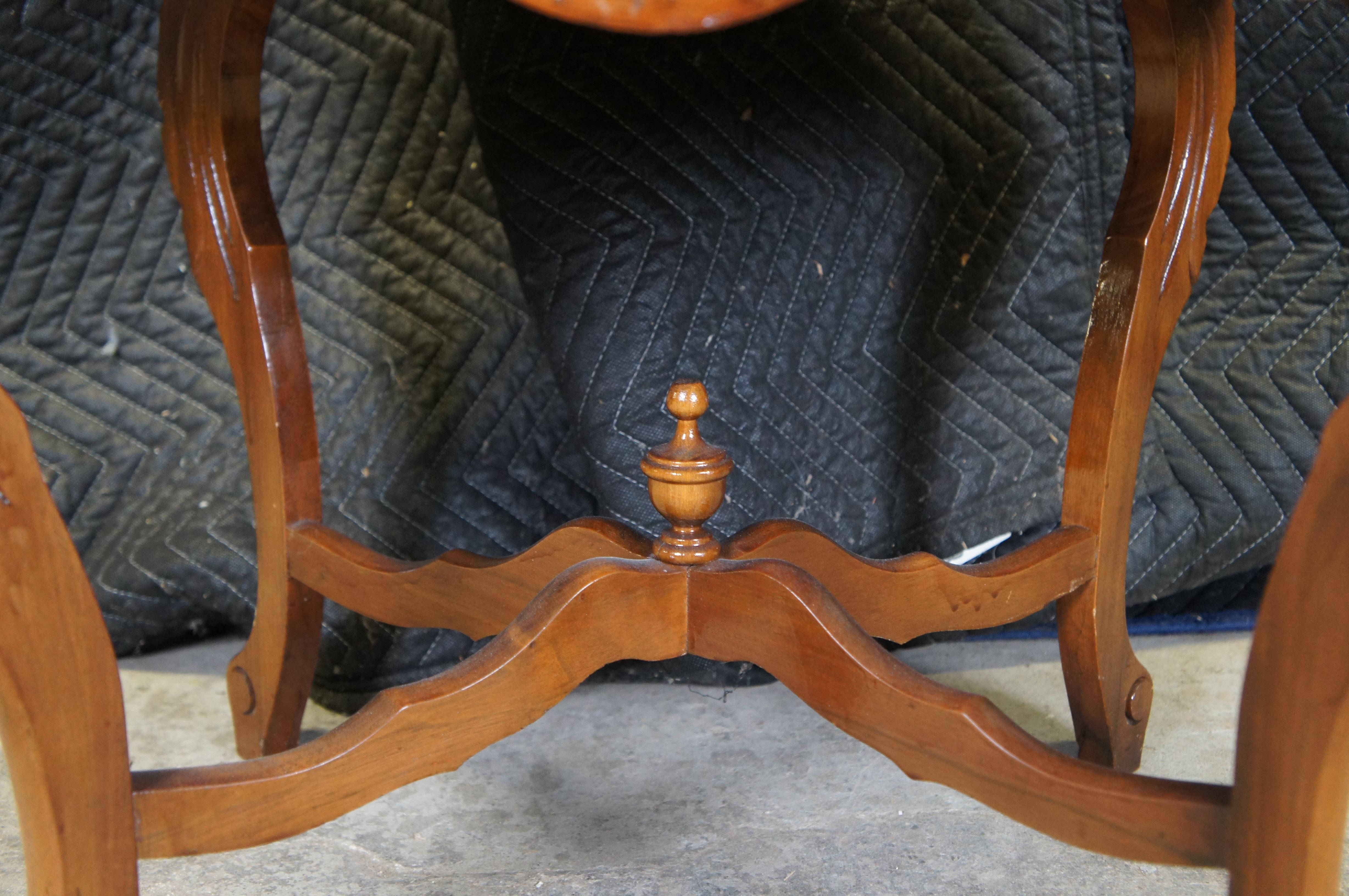 Antique Walnut Scalloped Floral Oval Coffee Cocktail Tray Serving Table 29