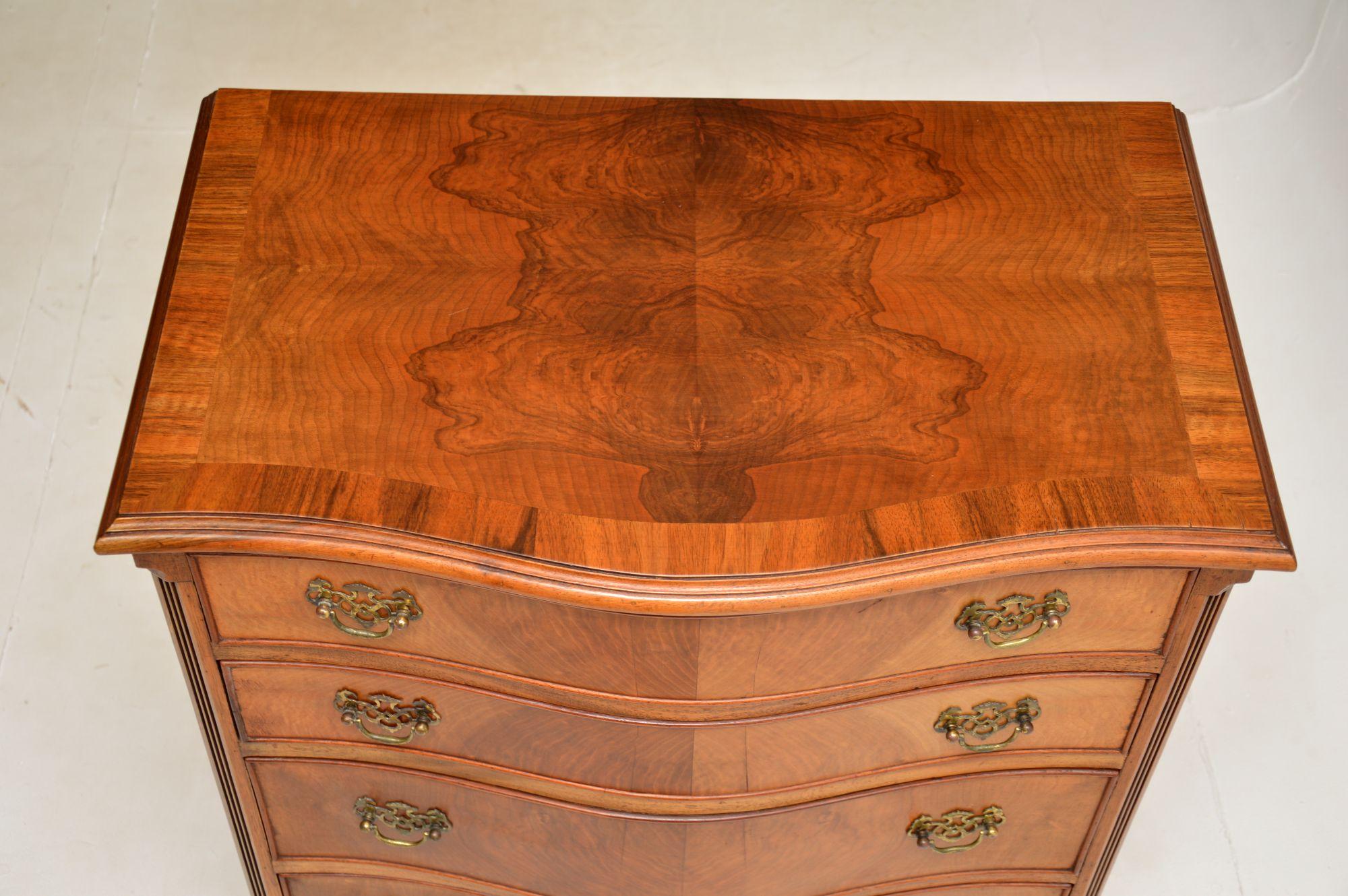 Mid-20th Century Antique Walnut Serpentine Chest of Drawers For Sale