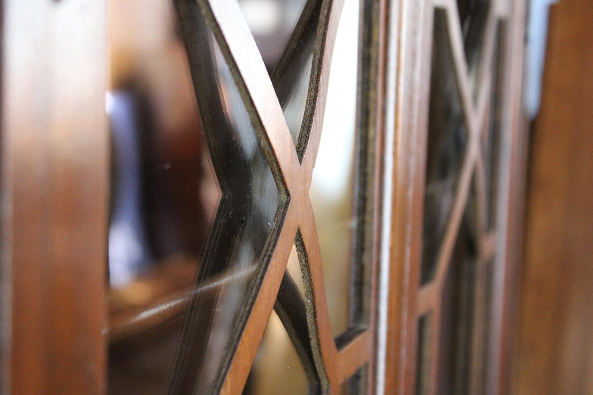 Glass Antique Walnut Serpentine Secretary Desk Chippendale Style Bookcase Oxbow