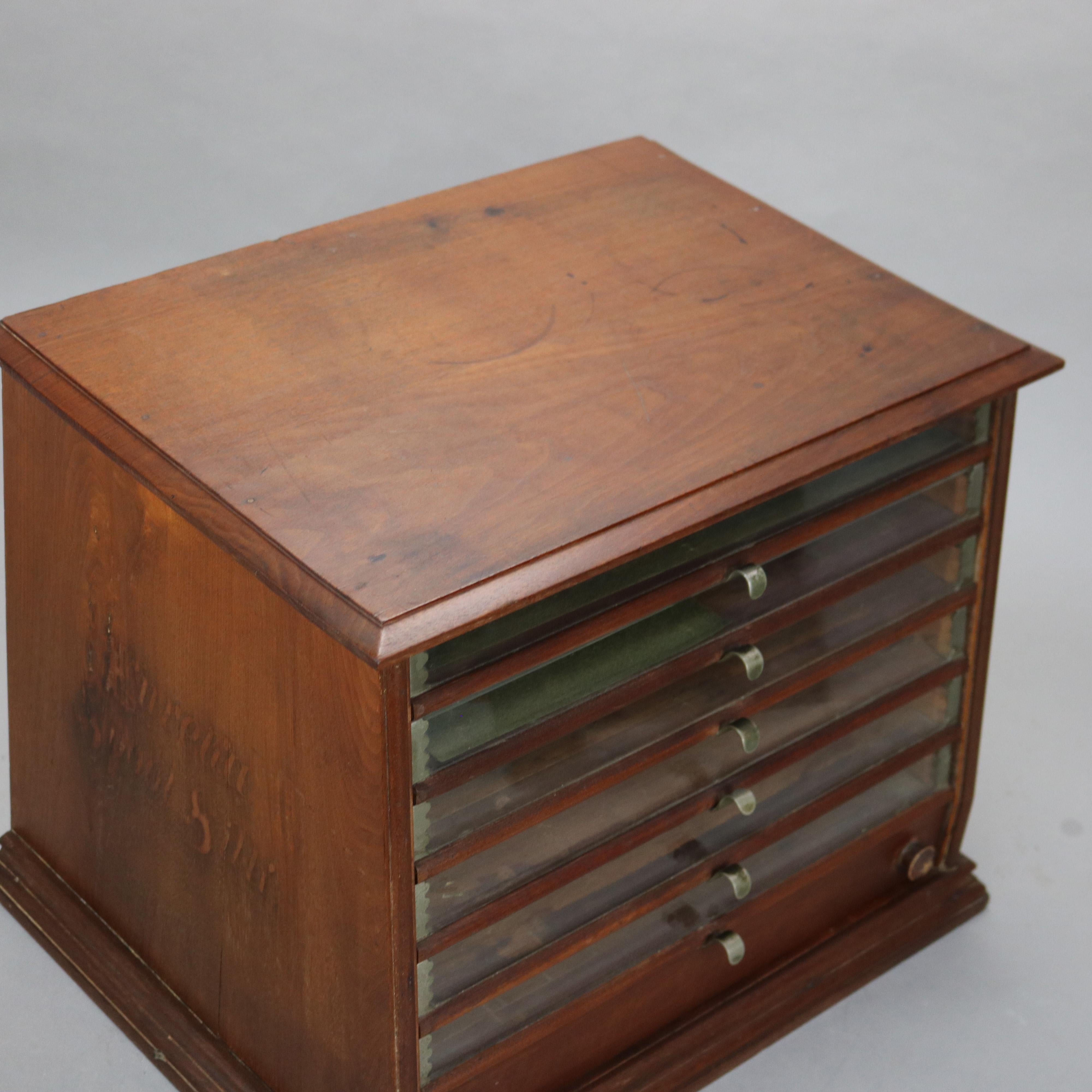 Antique Walnut Seven Drawer Spool Cabinet C1890 10