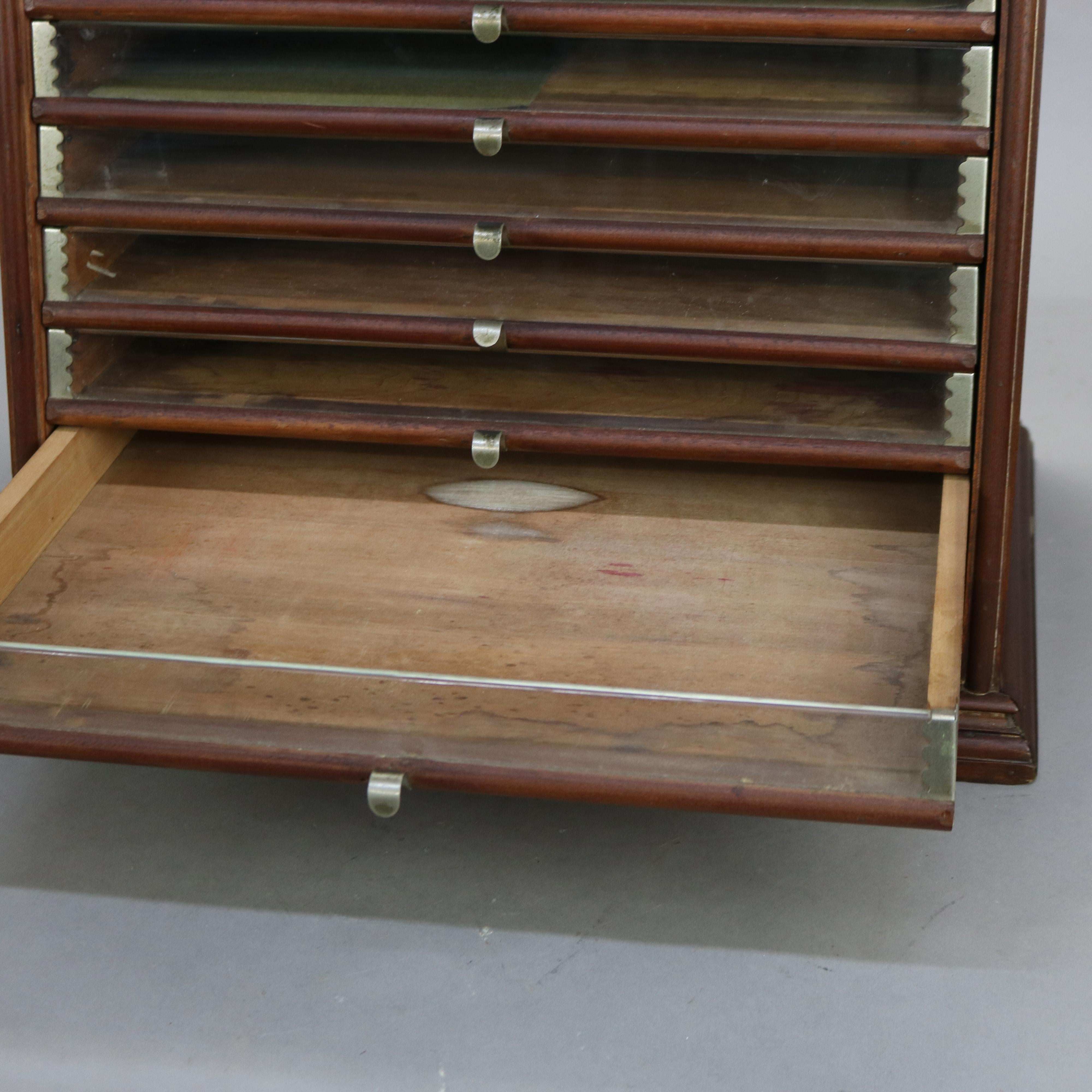 19th Century Antique Walnut Seven Drawer Spool Cabinet C1890