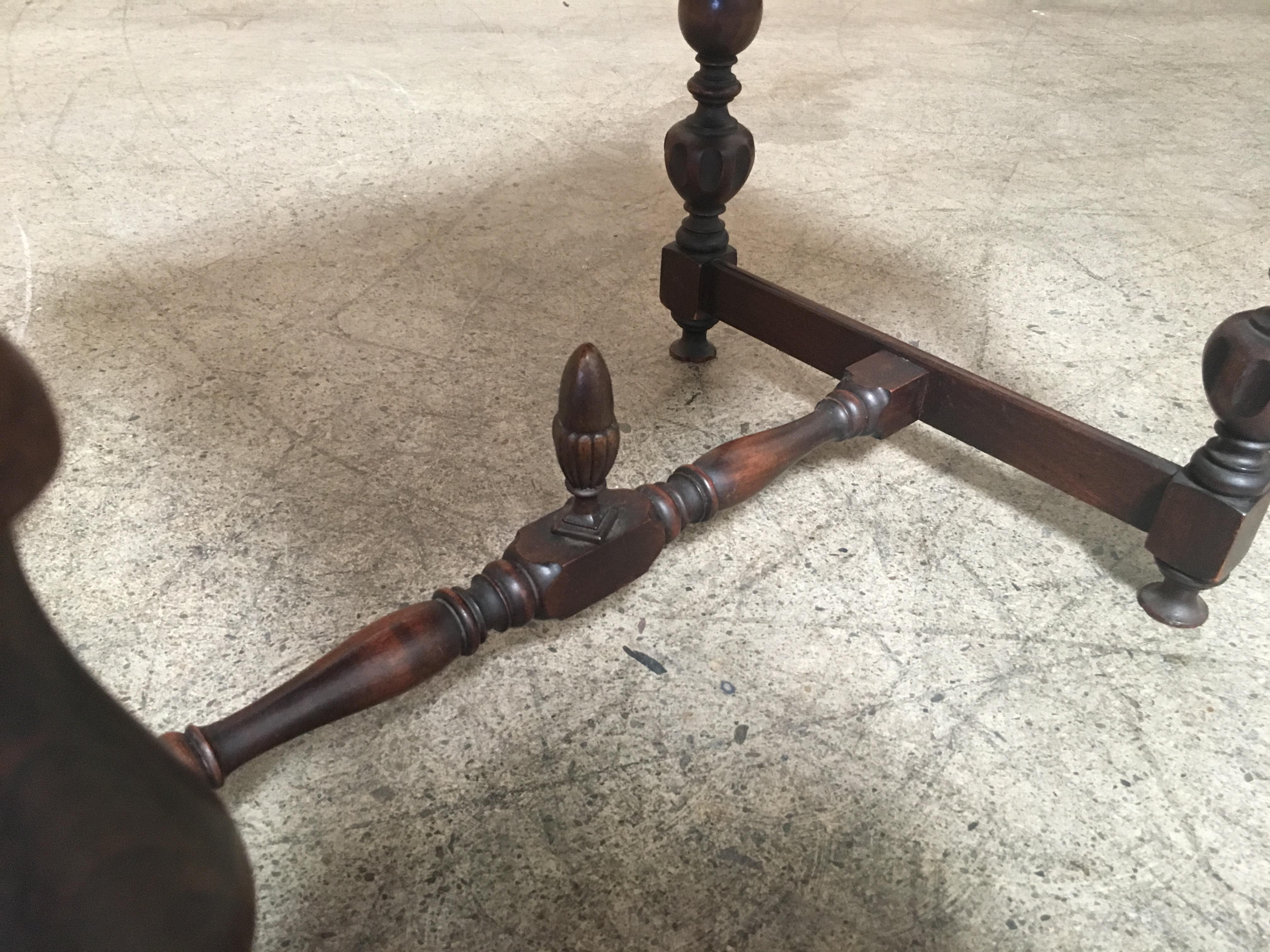 Antique Walnut Side Table with Rouge Marble-Top 5