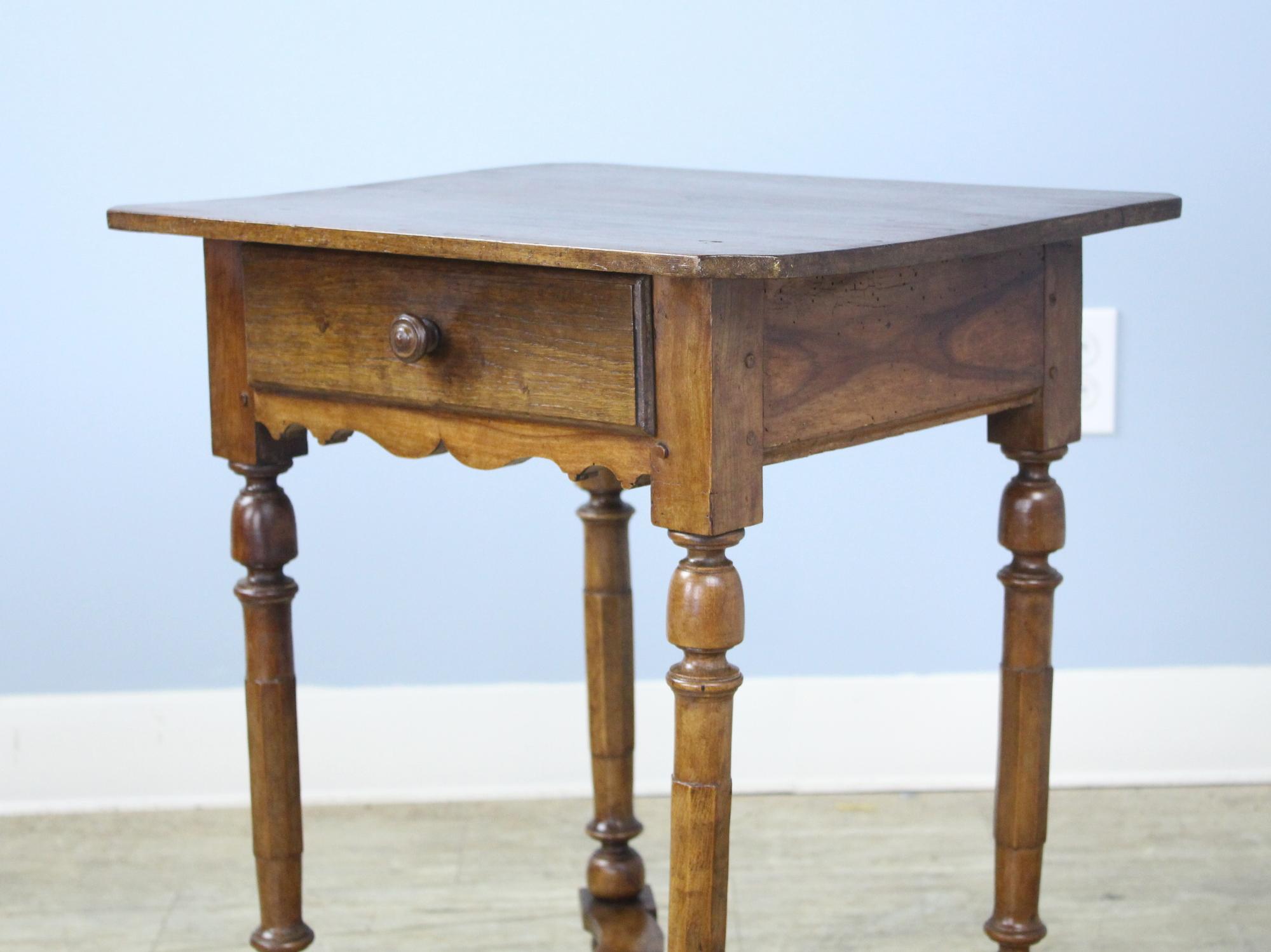 Antique Walnut Side Table with Shaped Stretchers In Good Condition In Port Chester, NY