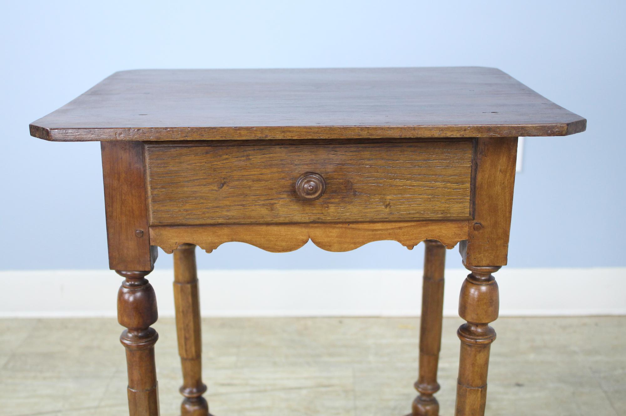 19th Century Antique Walnut Side Table with Shaped Stretchers
