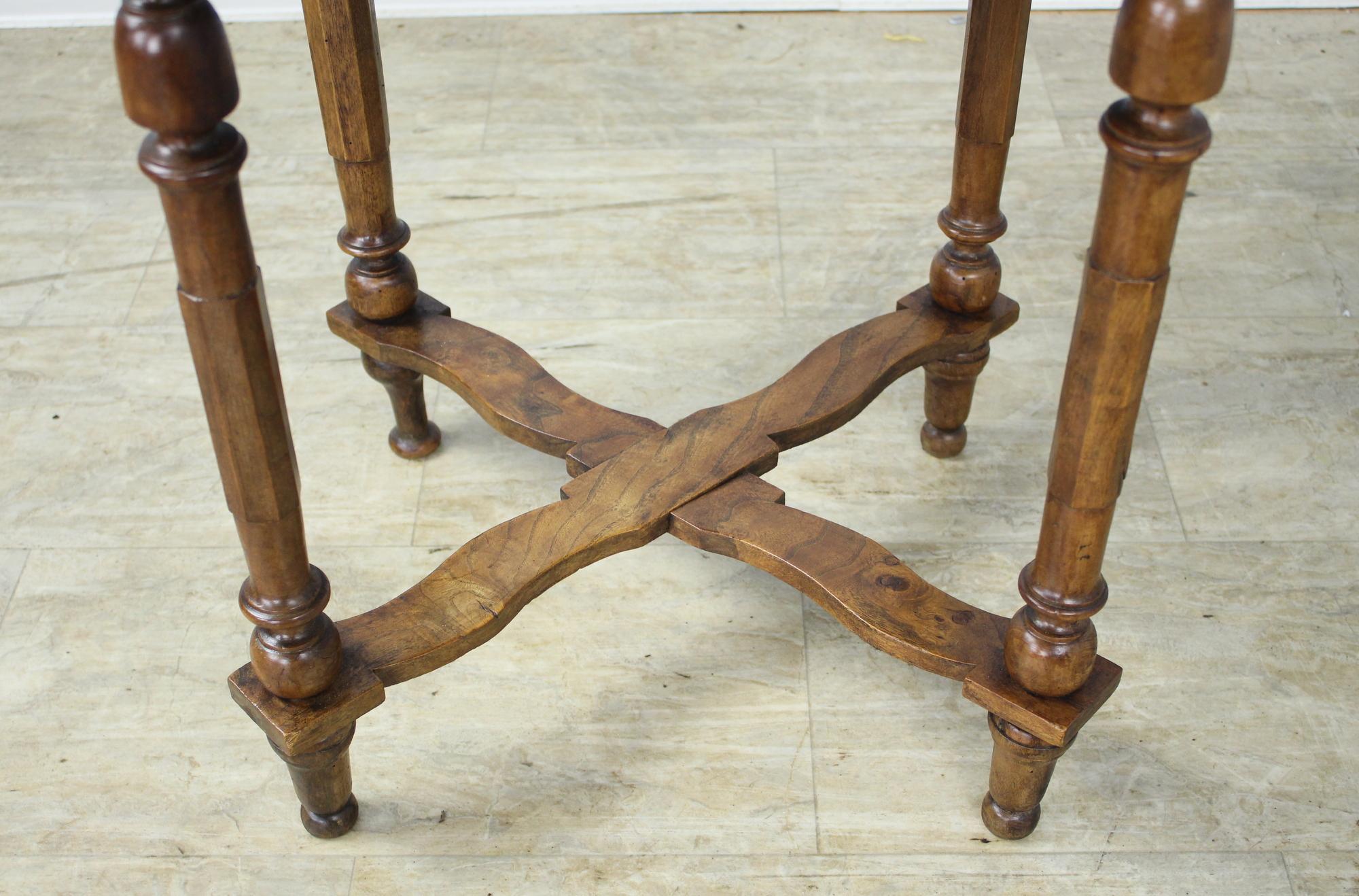 Antique Walnut Side Table with Shaped Stretchers 1