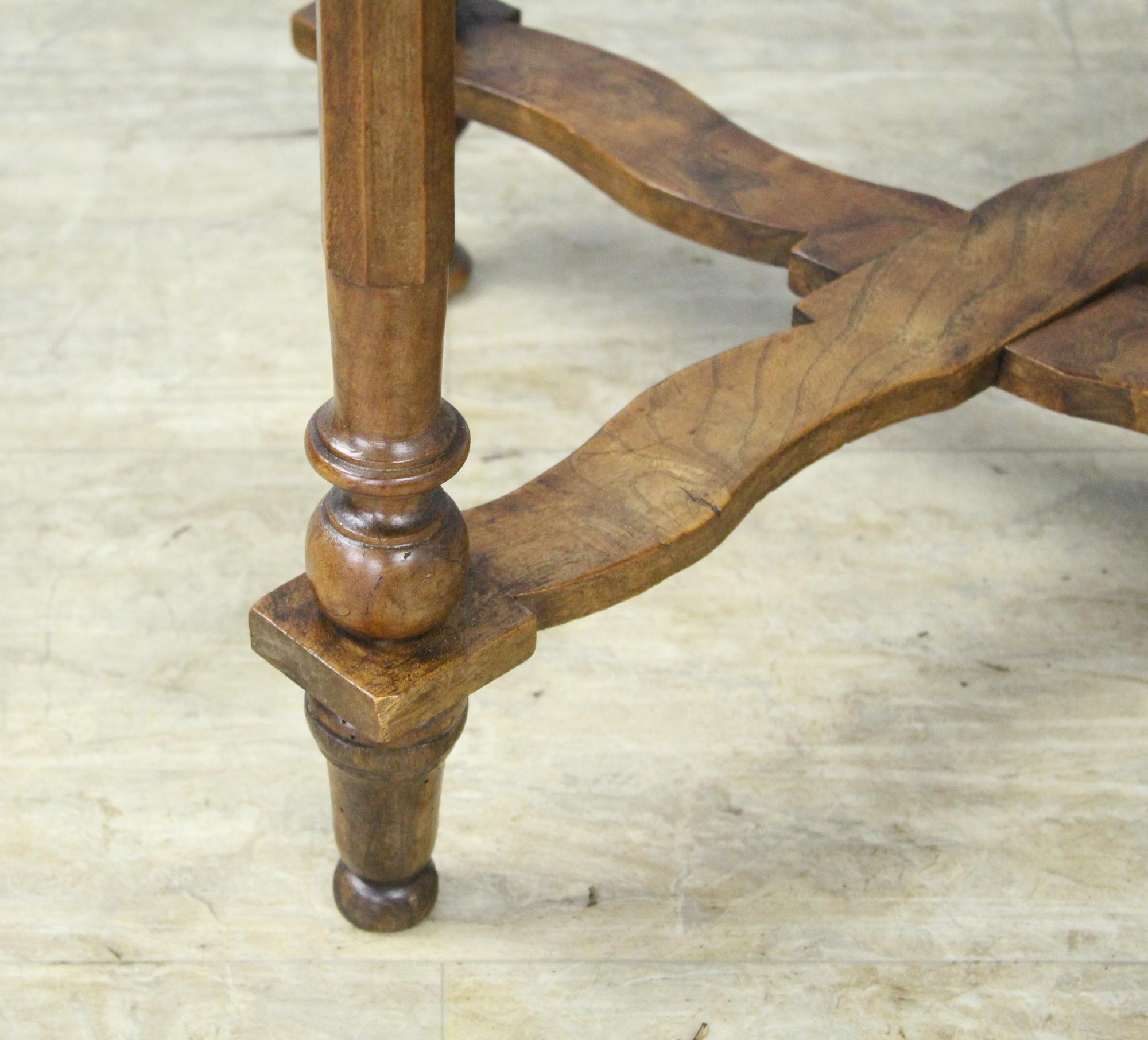 Antique Walnut Side Table with Shaped Stretchers 2