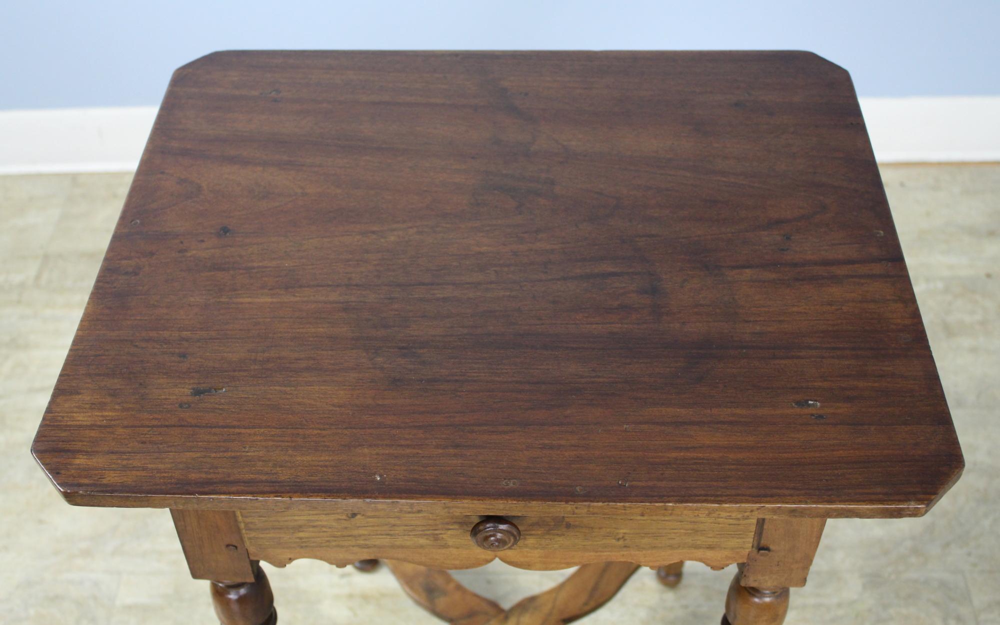 Antique Walnut Side Table with Shaped Stretchers 3