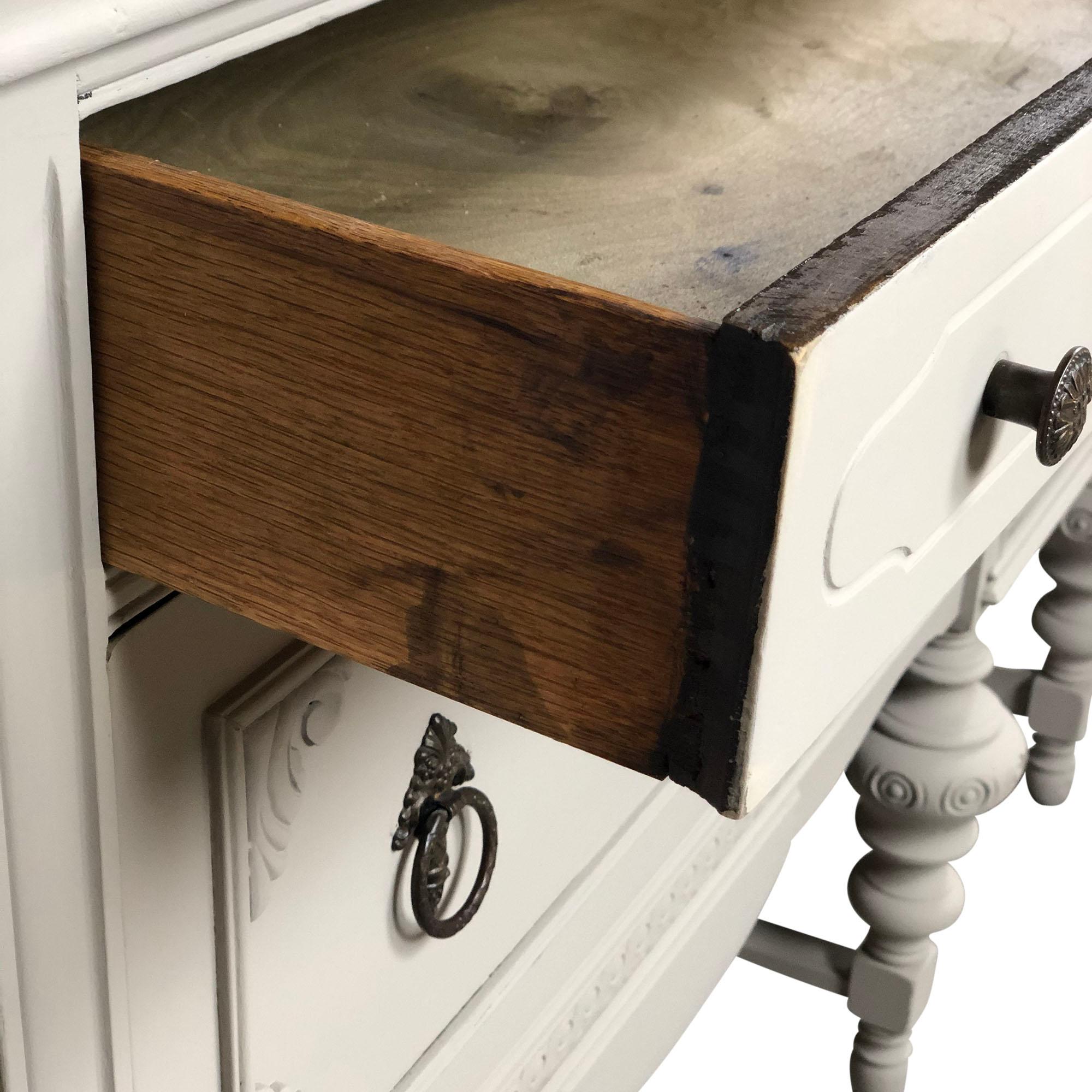 20th Century Antique Walnut Sideboard Chalk Painted Off White For Sale
