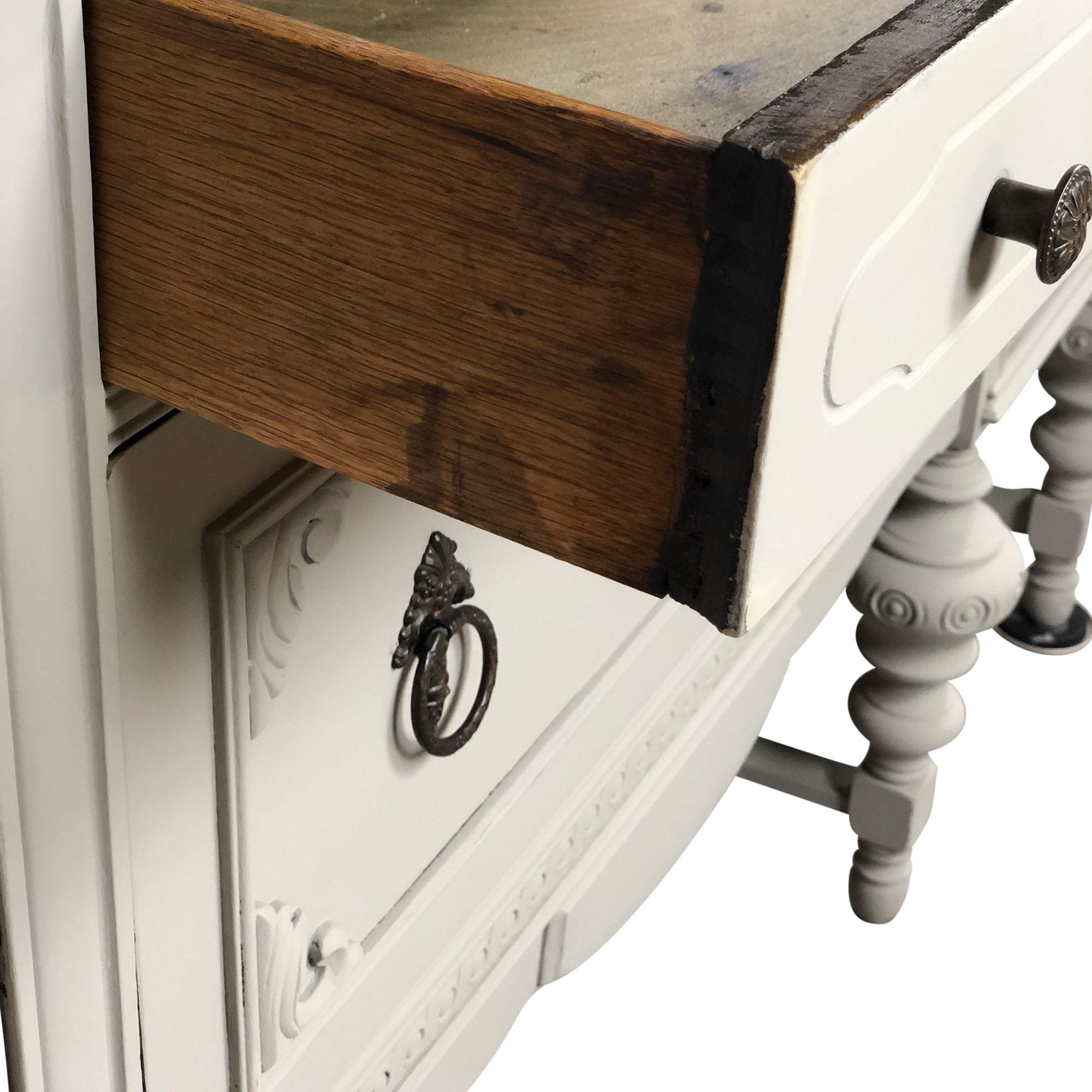 Antique Walnut Sideboard Chalk Painted Off White For Sale 2