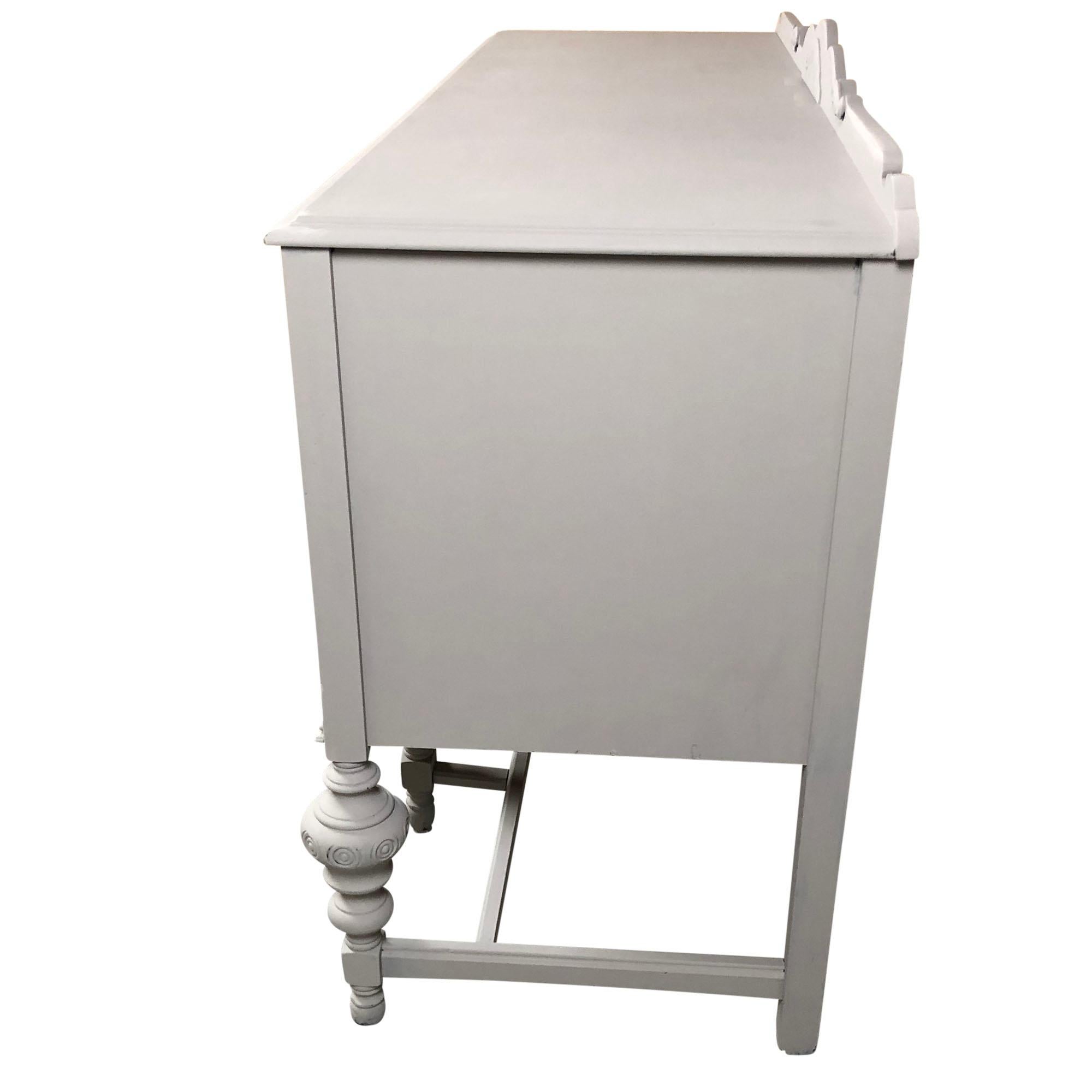 American Antique Walnut Sideboard Chalk Painted Off White For Sale