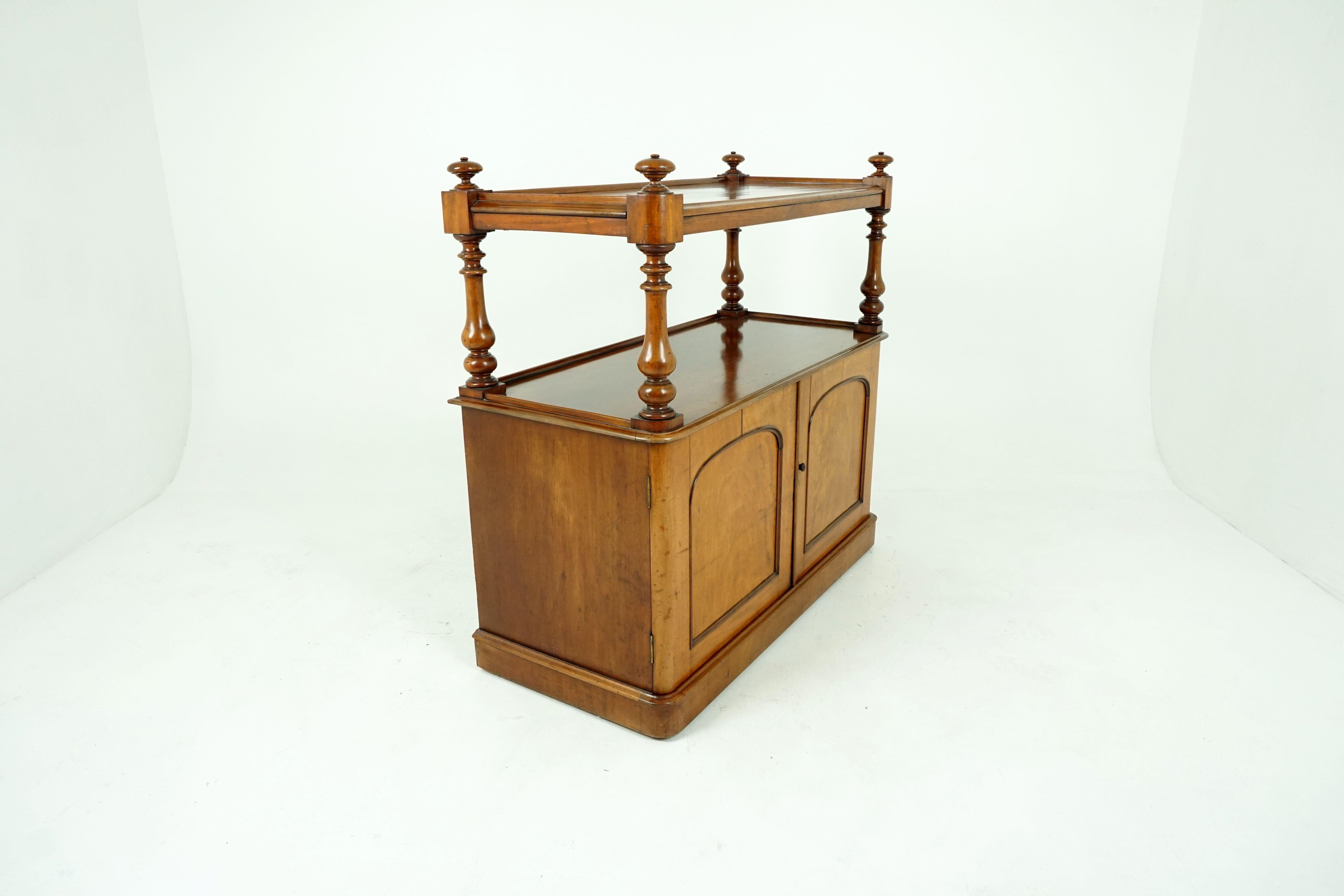 Scottish Antique Walnut Sideboard, Victorian Buffet Server, Scotland 1880, B1952