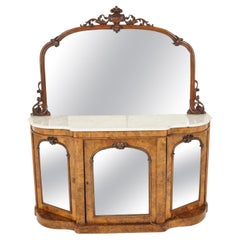 Antique Walnut Sideboard, Victorian Figured, Marble Top, Scotland 1860, B2842