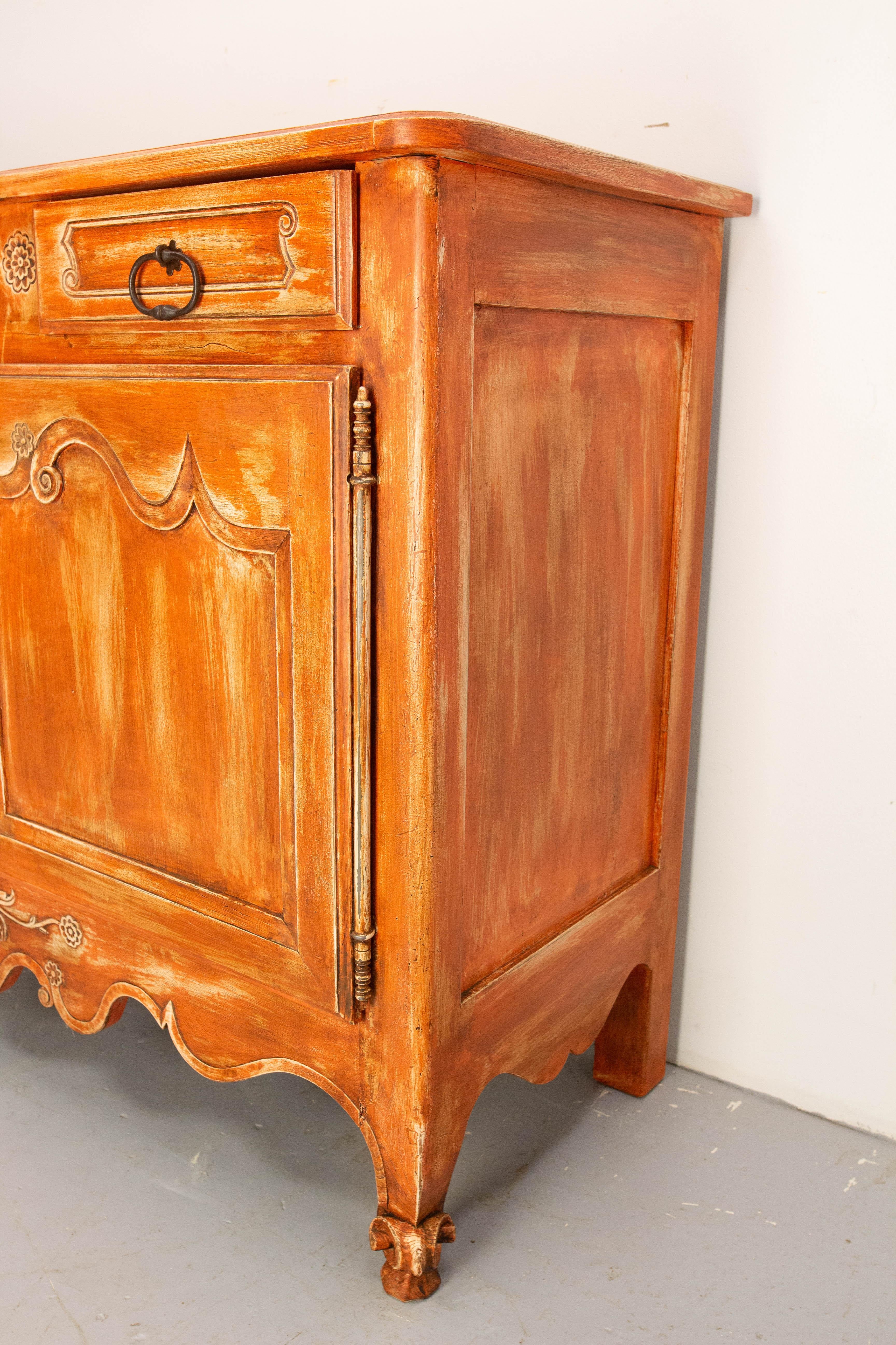 Antike Nussbaum Anrichte Terrakotta Farbe Patina Louis XV Stil, 19. im Angebot 6