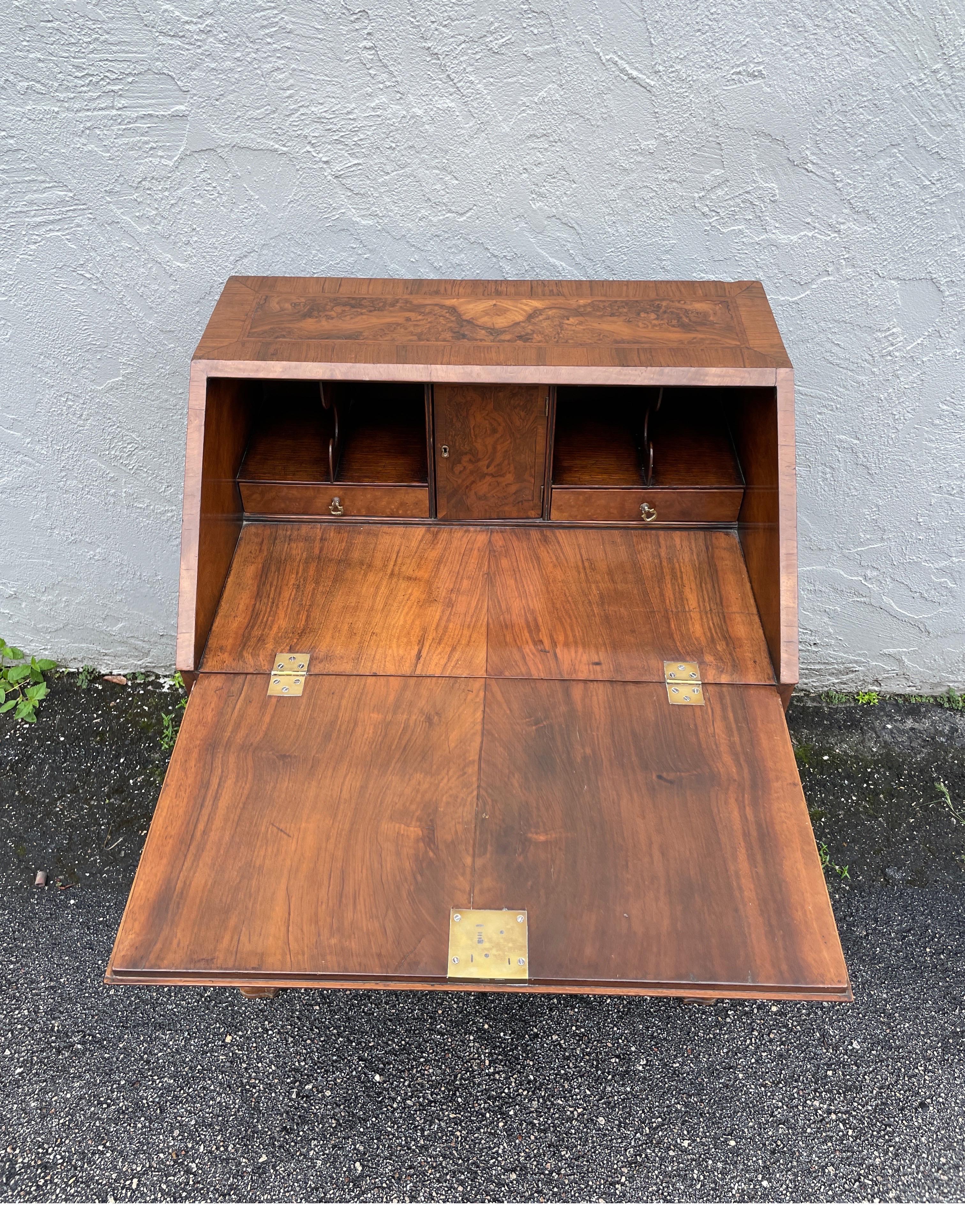 Antique Walnut Slant Front Queen Anne Style Secretary Desk For Sale 6