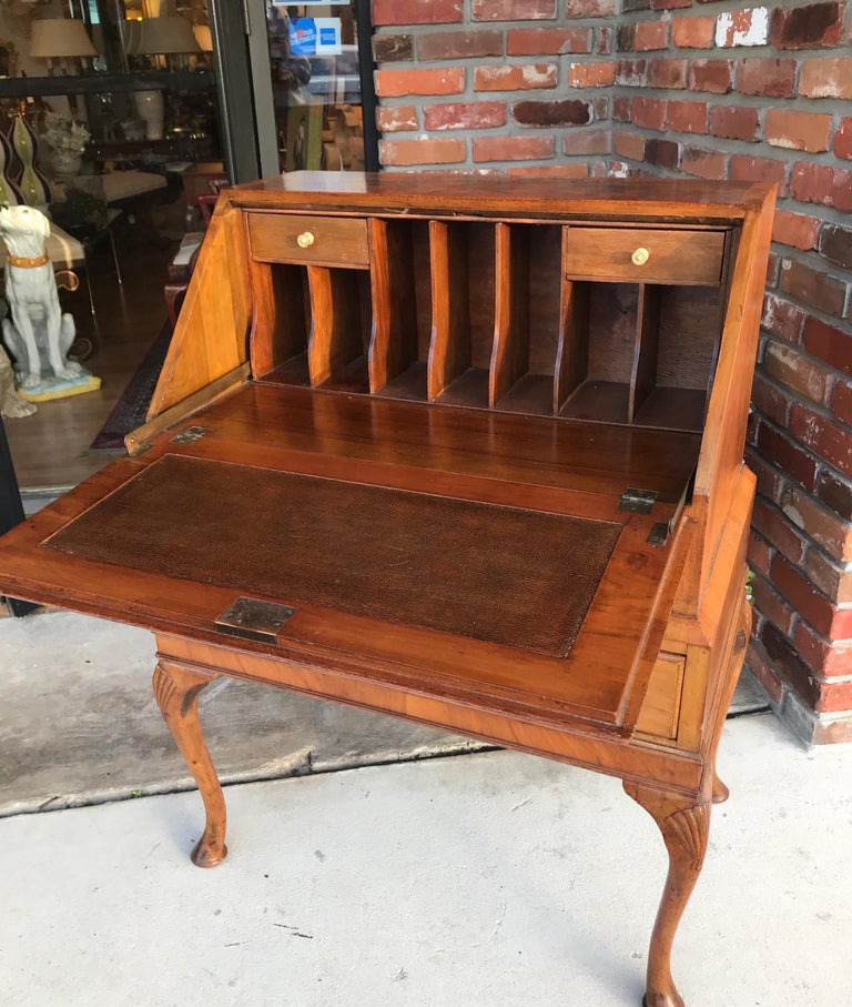 Antique Walnut Slant Front Queen Anne Style Secretary Desk at 1stDibs antique queen anne