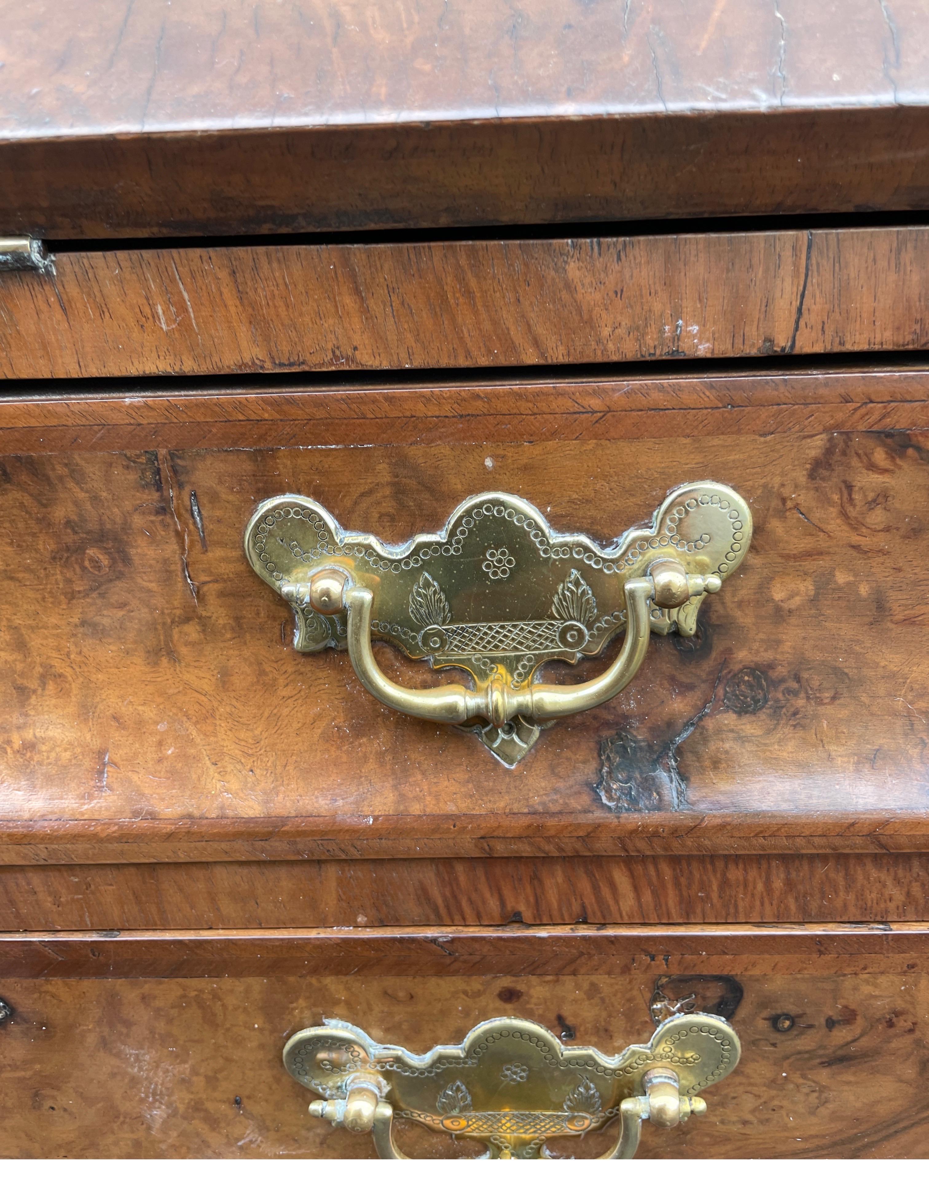 Antique Walnut Slant Front Queen Anne Style Secretary Desk In Good Condition For Sale In West Palm Beach, FL