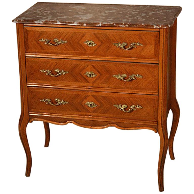 Antique Walnut Small Size Chest with Marble Top at 1stDibs