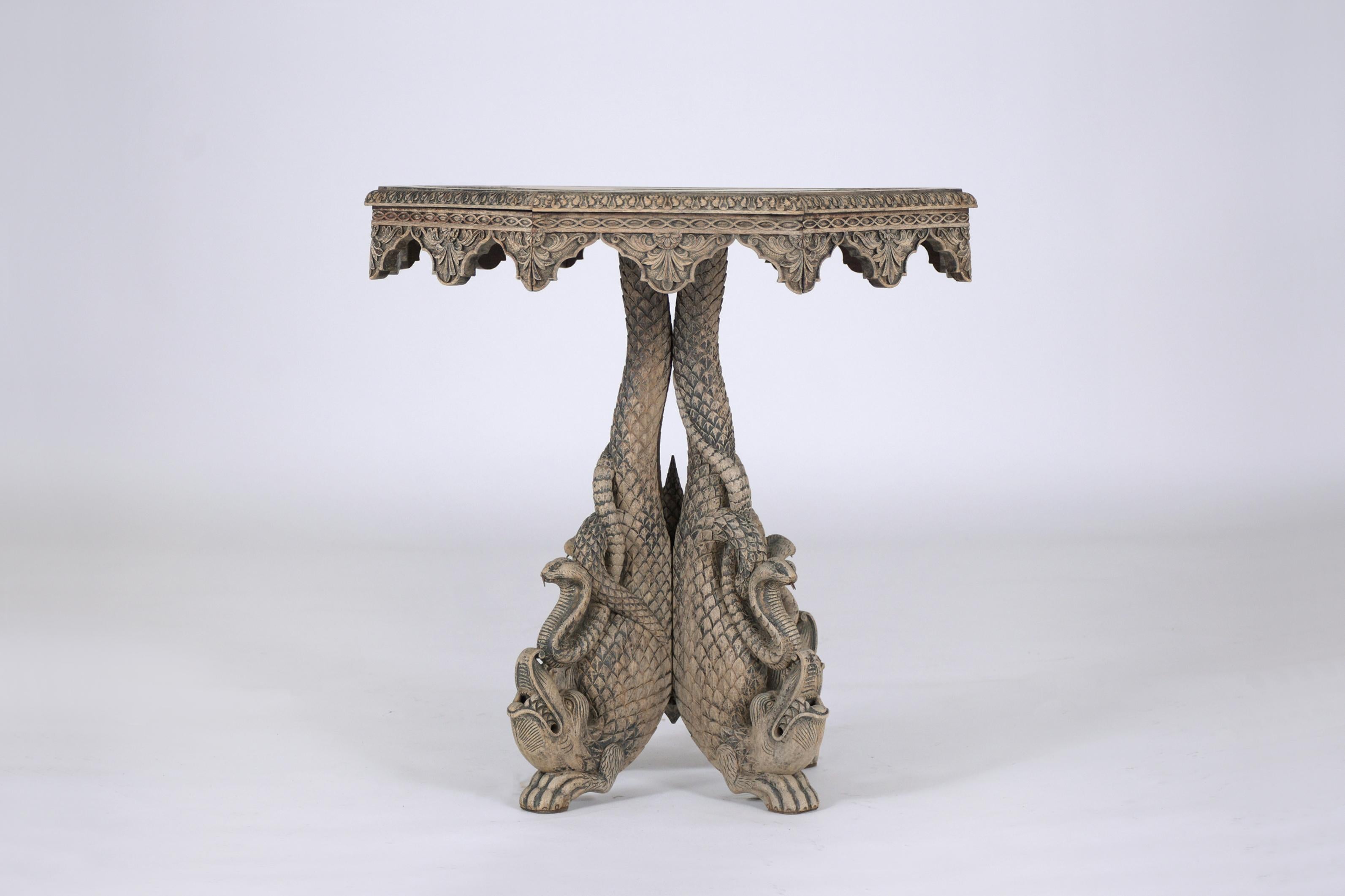 Brass 1900s Baroque Walnut Side Table: Antique Craftsmanship for Elegant Living Spaces For Sale