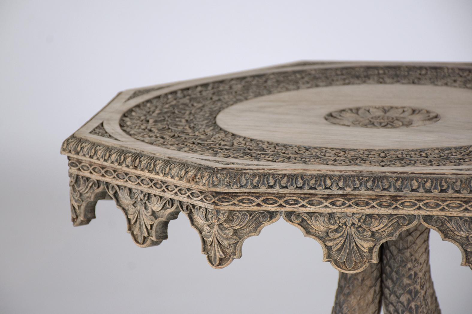 Syrian 1900s Baroque Walnut Side Table: Antique Craftsmanship for Elegant Living Spaces For Sale