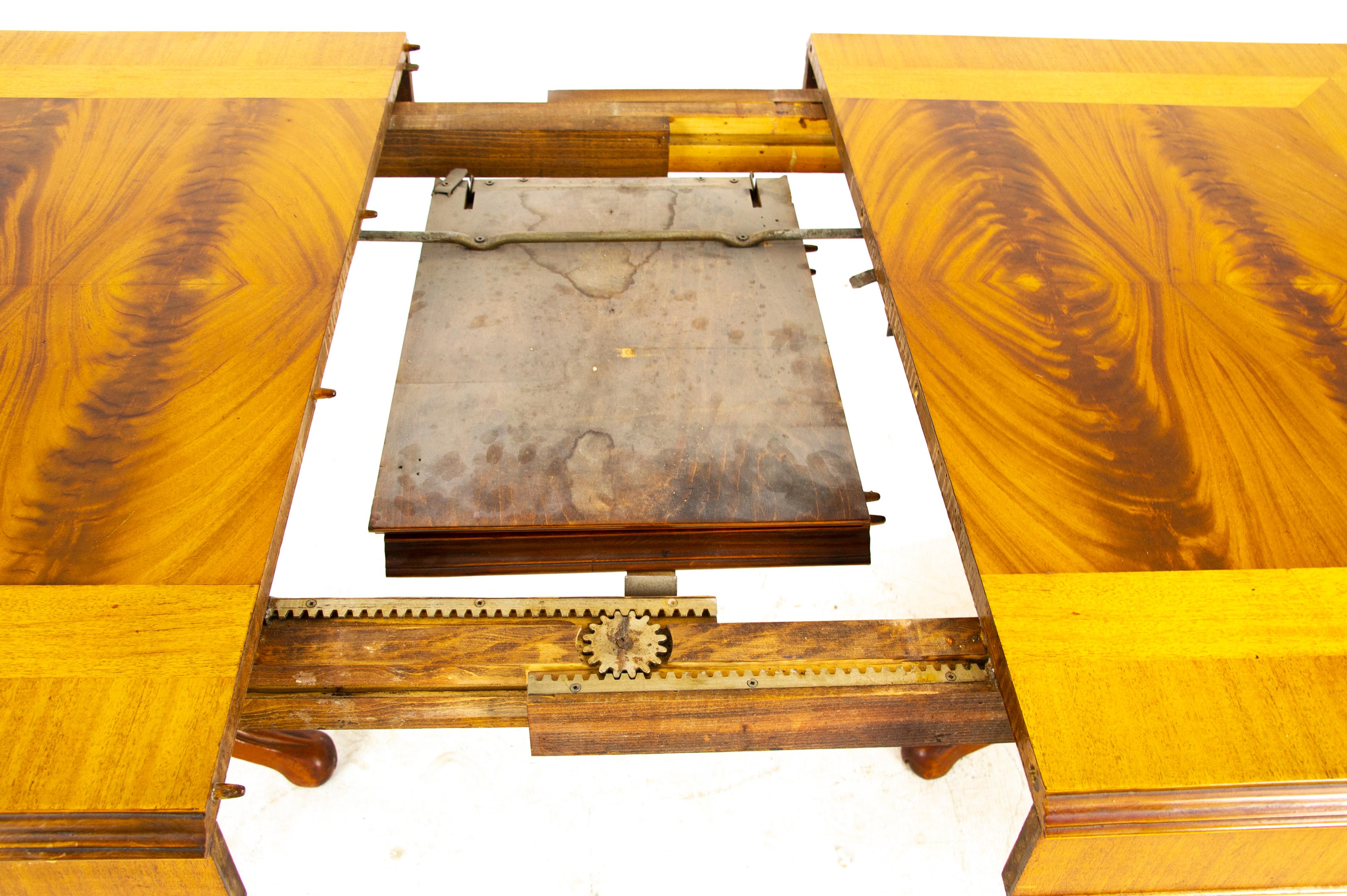 French Antique Walnut Table, Art Nouveau Double Pedestal Table, France, 1900