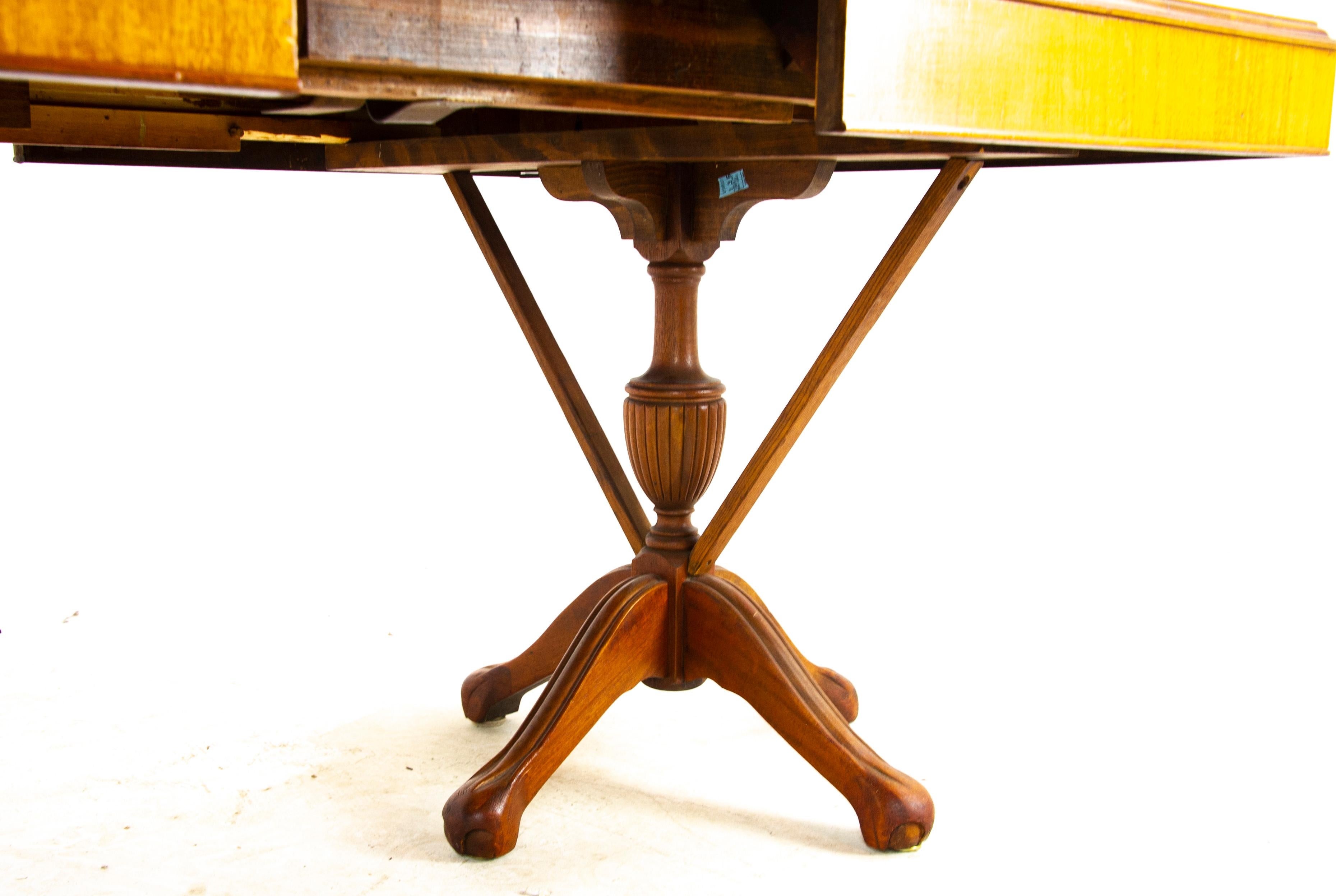 Antique Walnut Table, Art Nouveau Double Pedestal Table, France, 1900 2