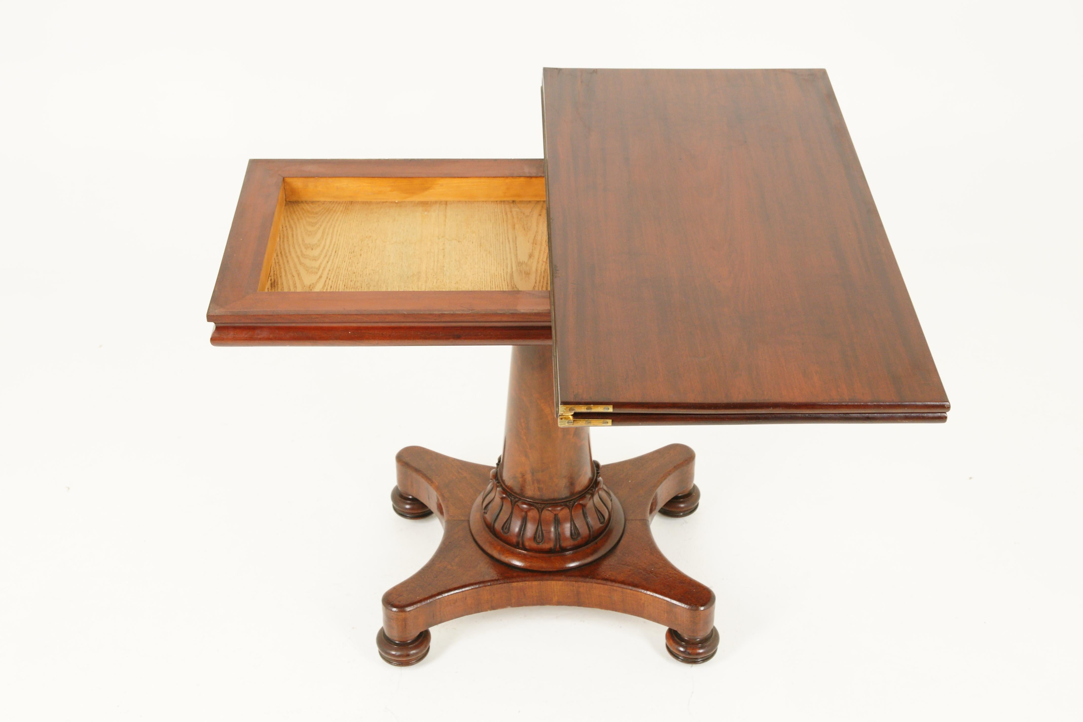 Scottish Antique Walnut Table, Fold Over Swivel Top Tea Table, Scotland 1840, B1765