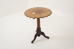 Antique Walnut Table, Pie Crust Edge Tilt Top Tripod Table, Scotland 1860, H1142