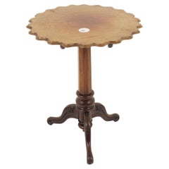 Antique Walnut Table, Pie Crust Edge Tilt Top Tripod Table, Scotland 1860, H1142