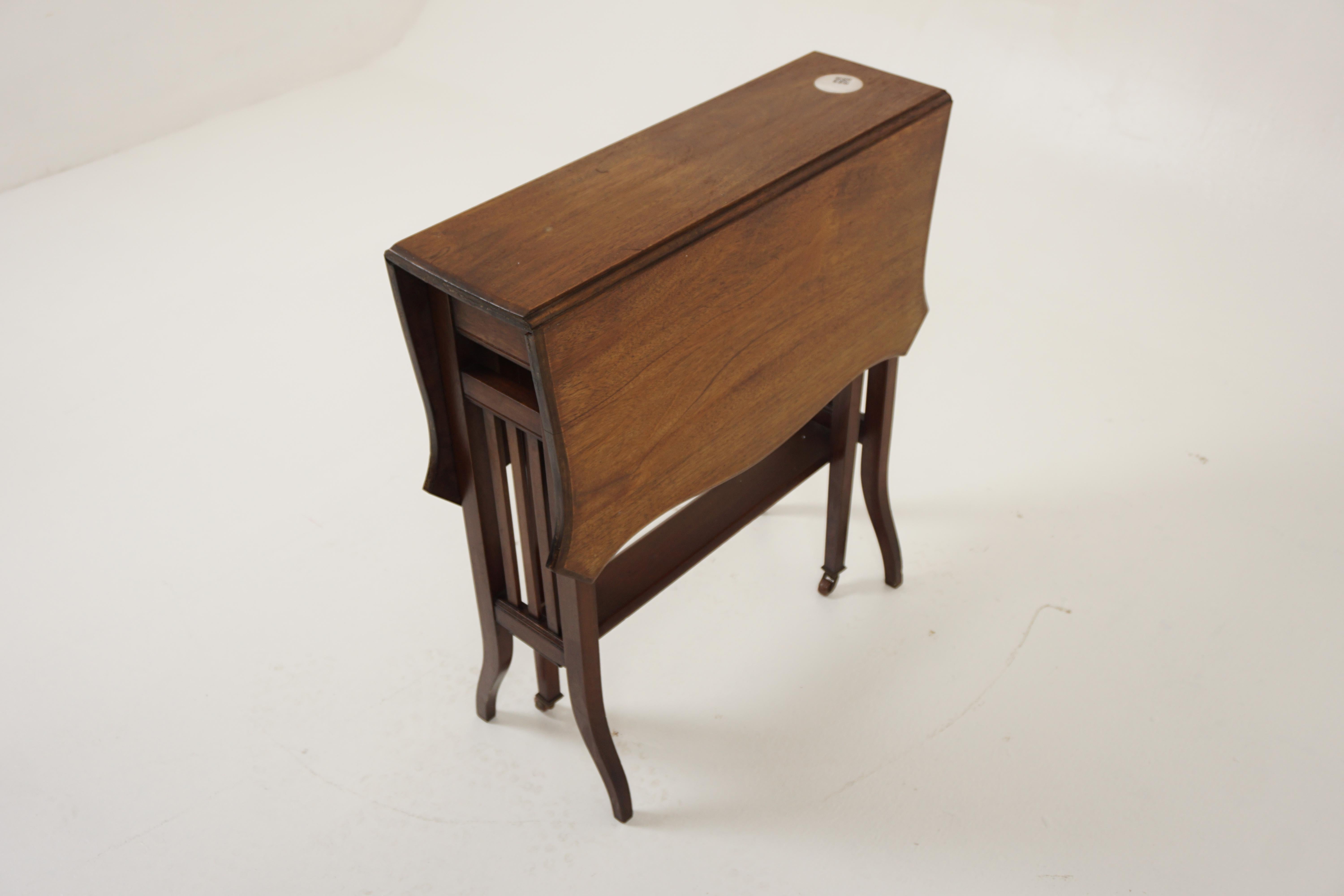 Antique Walnut Table, Sutherland Drop Leaf, Gateleg Side Table, Antique Furniture, Scotland 1920, H1079A

+ Scotland 1920
+ Solid Walnut
+ Original Finish
+ The table has a rectangular shape when fully extended
+ With serpentine edges and canted