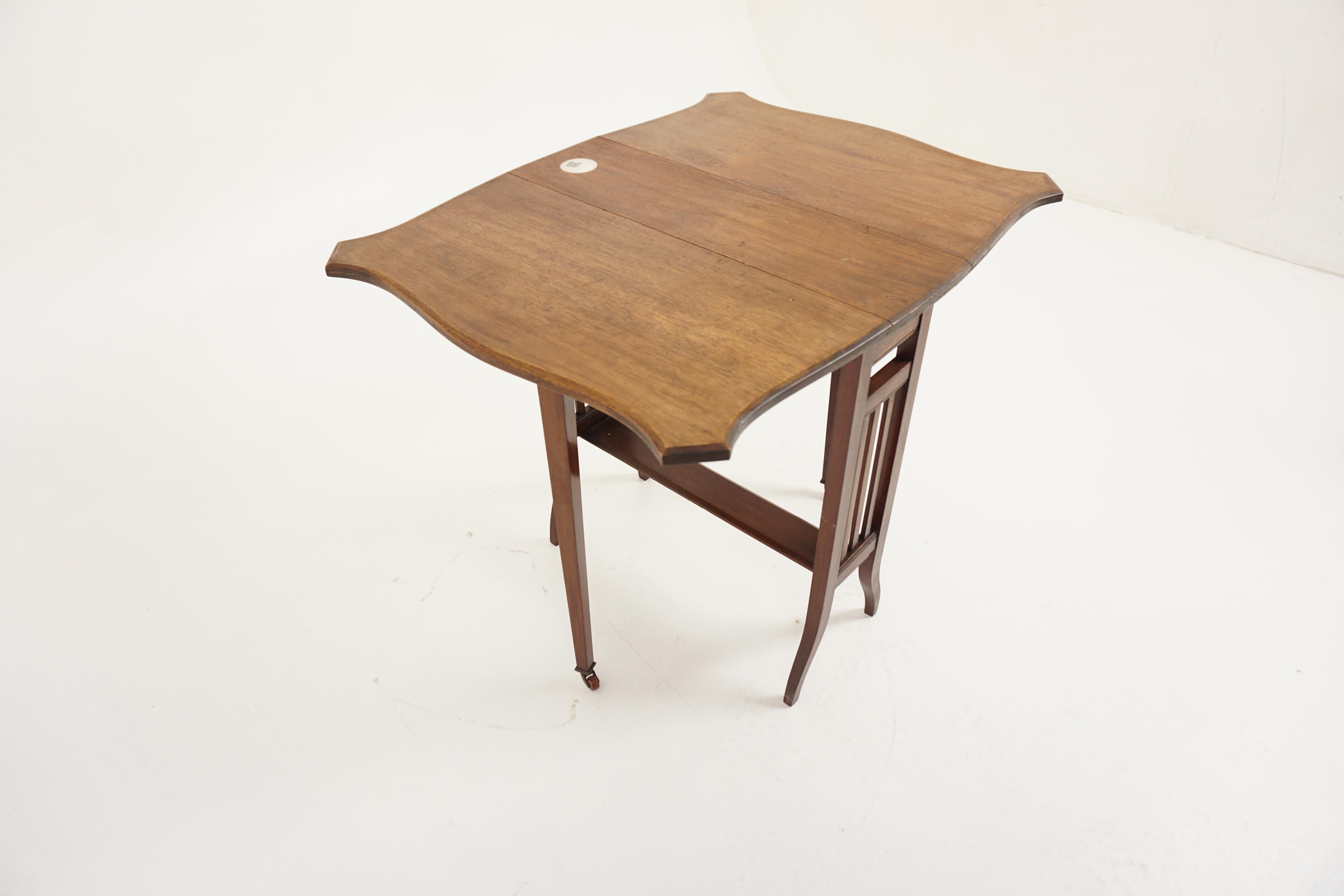 Antique Walnut Table, Sutherland Drop Leaf Side Table, Scotland 1920, H1079A In Good Condition In Vancouver, BC
