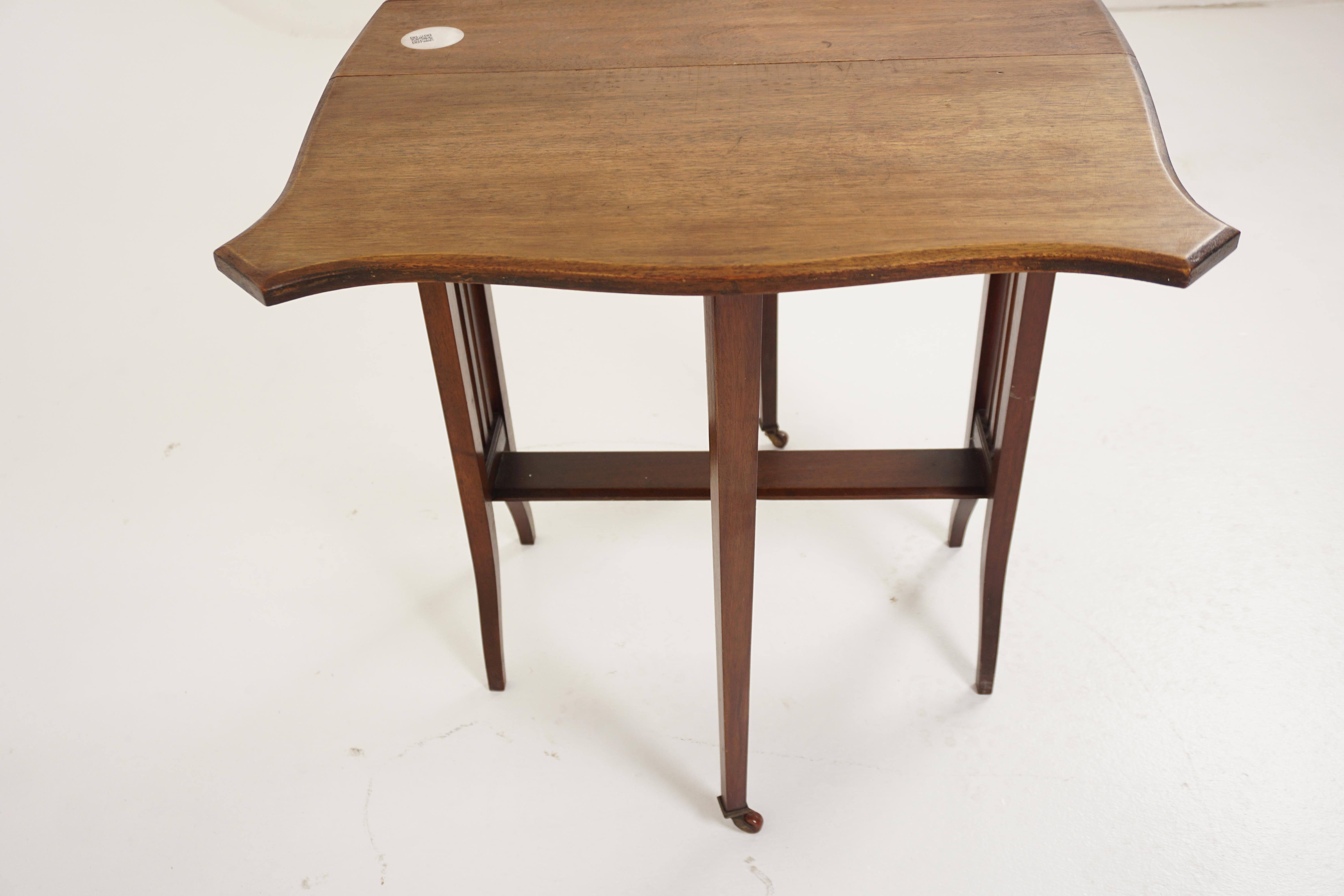 Early 20th Century Antique Walnut Table, Sutherland Drop Leaf Side Table, Scotland 1920, H1079A