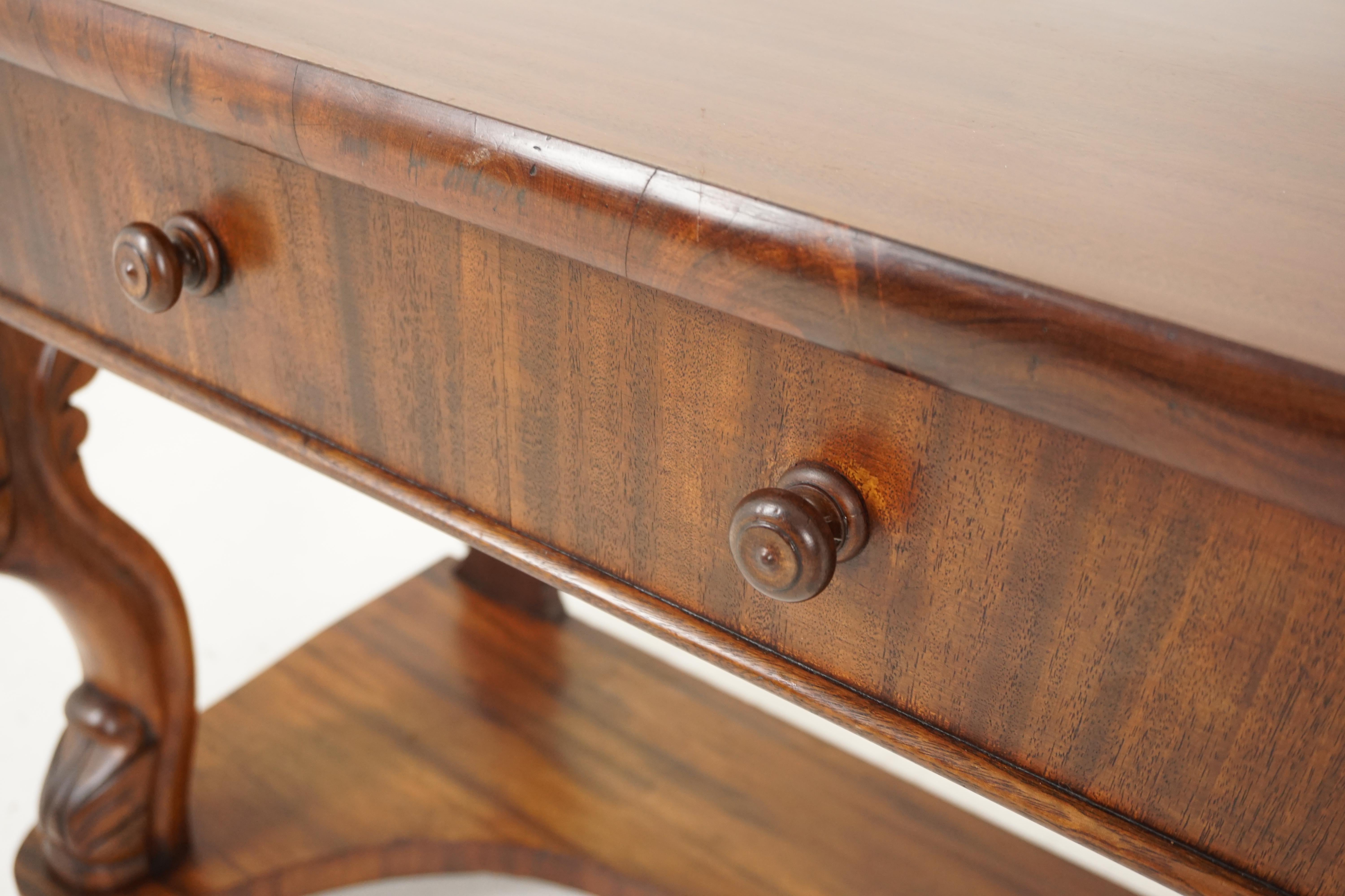 Hand-Crafted Antique Walnut Table, Victorian Serpentine Front Console, Scotland 1880, B1804