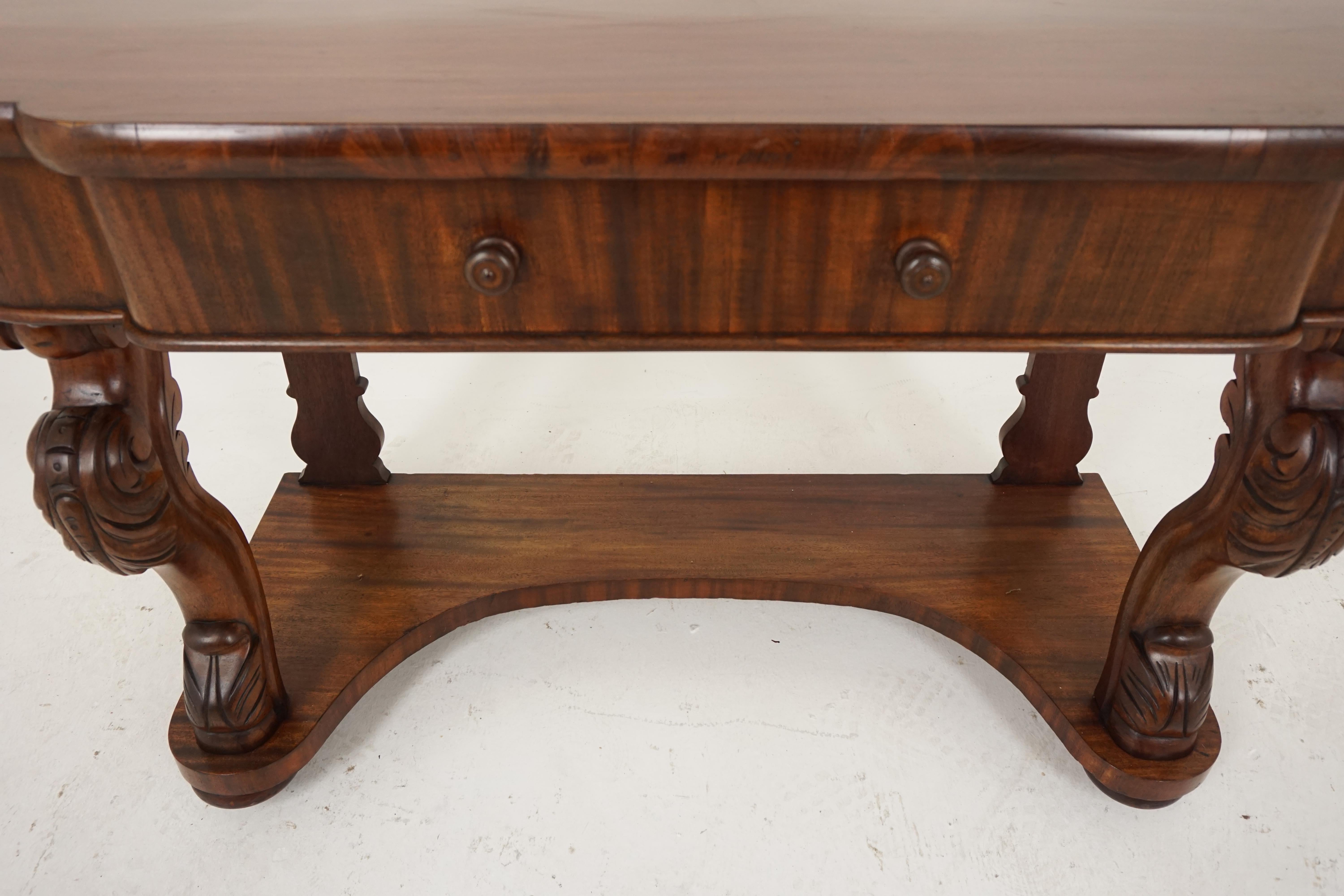 Antique Walnut Table, Victorian Serpentine Front Console, Scotland 1880, B1804 In Good Condition In Vancouver, BC