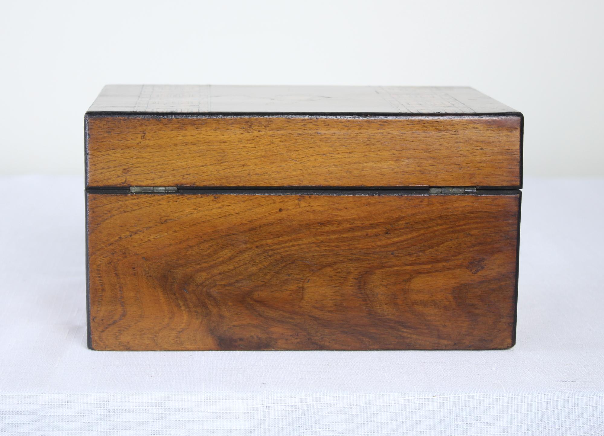 19th Century Antique Walnut Tumbridgeware Jewelry Box