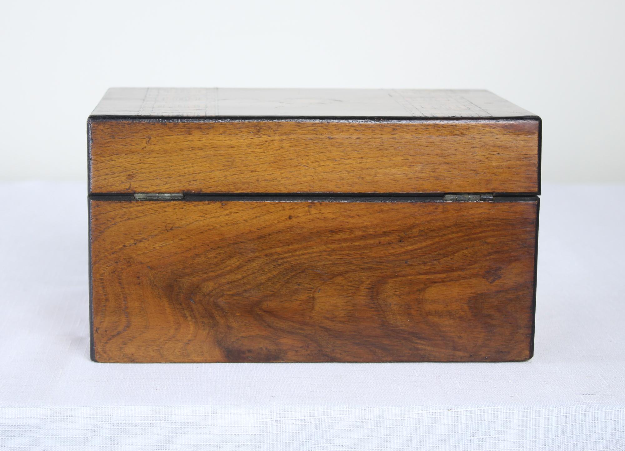 19th Century Antique Walnut Tumbridgeware Jewelry Box