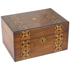 Antique Walnut Tumbridgeware Jewelry Box