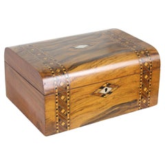 Antique Walnut Tumbridgeware Jewelry Box