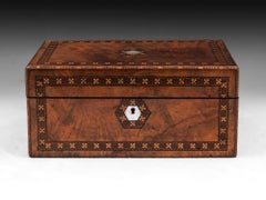 Antique Walnut Tunbridge Ware Jewelry Box