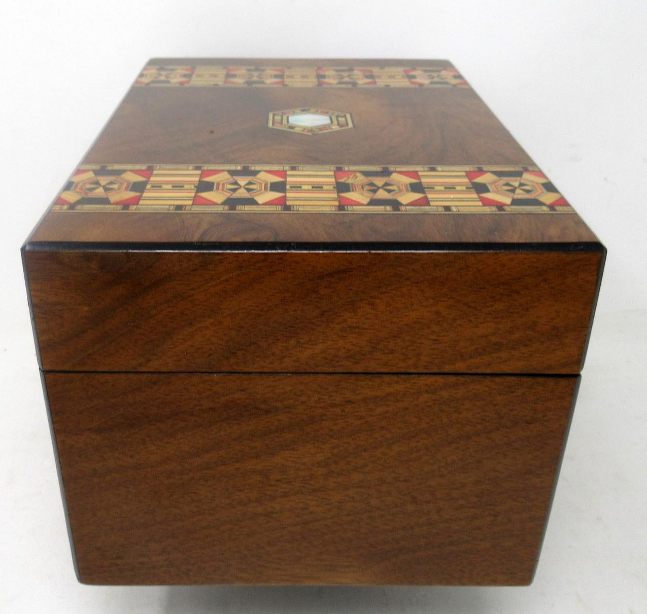 19th Century Antique Walnut Tunbridgeware Tunbridge Marquetry Jewellery Casket Table Box 19ct