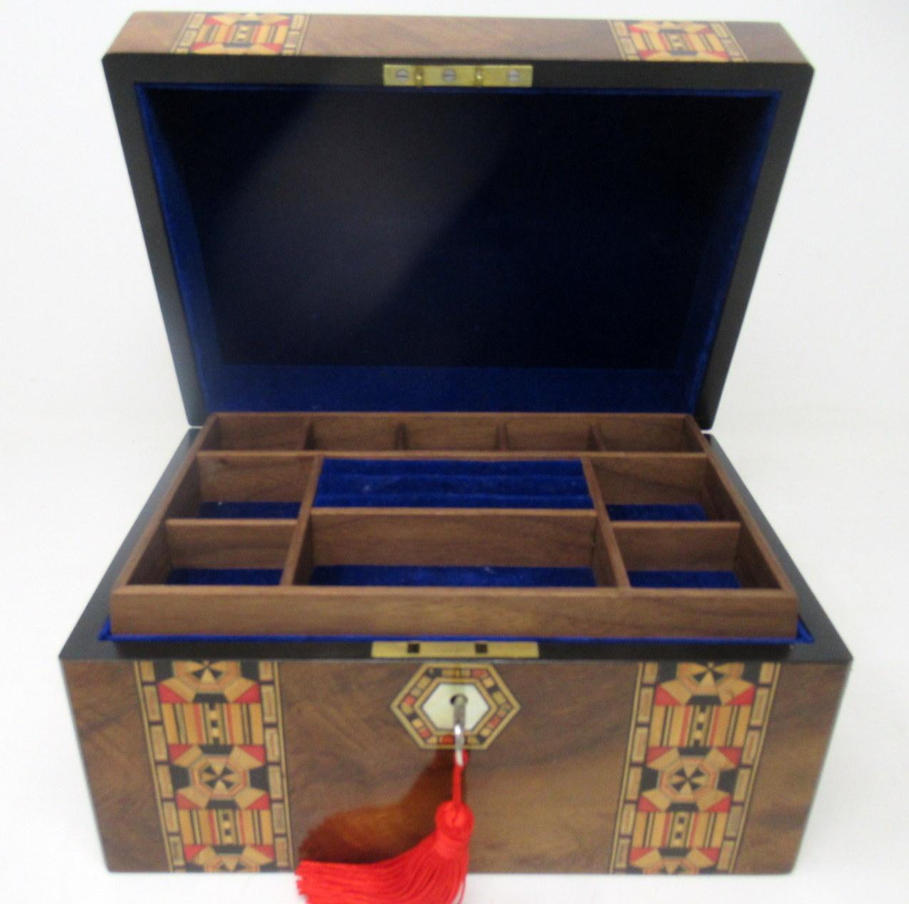 Antique Walnut Tunbridgeware Tunbridge Marquetry Jewellery Casket Table Box 19ct 1