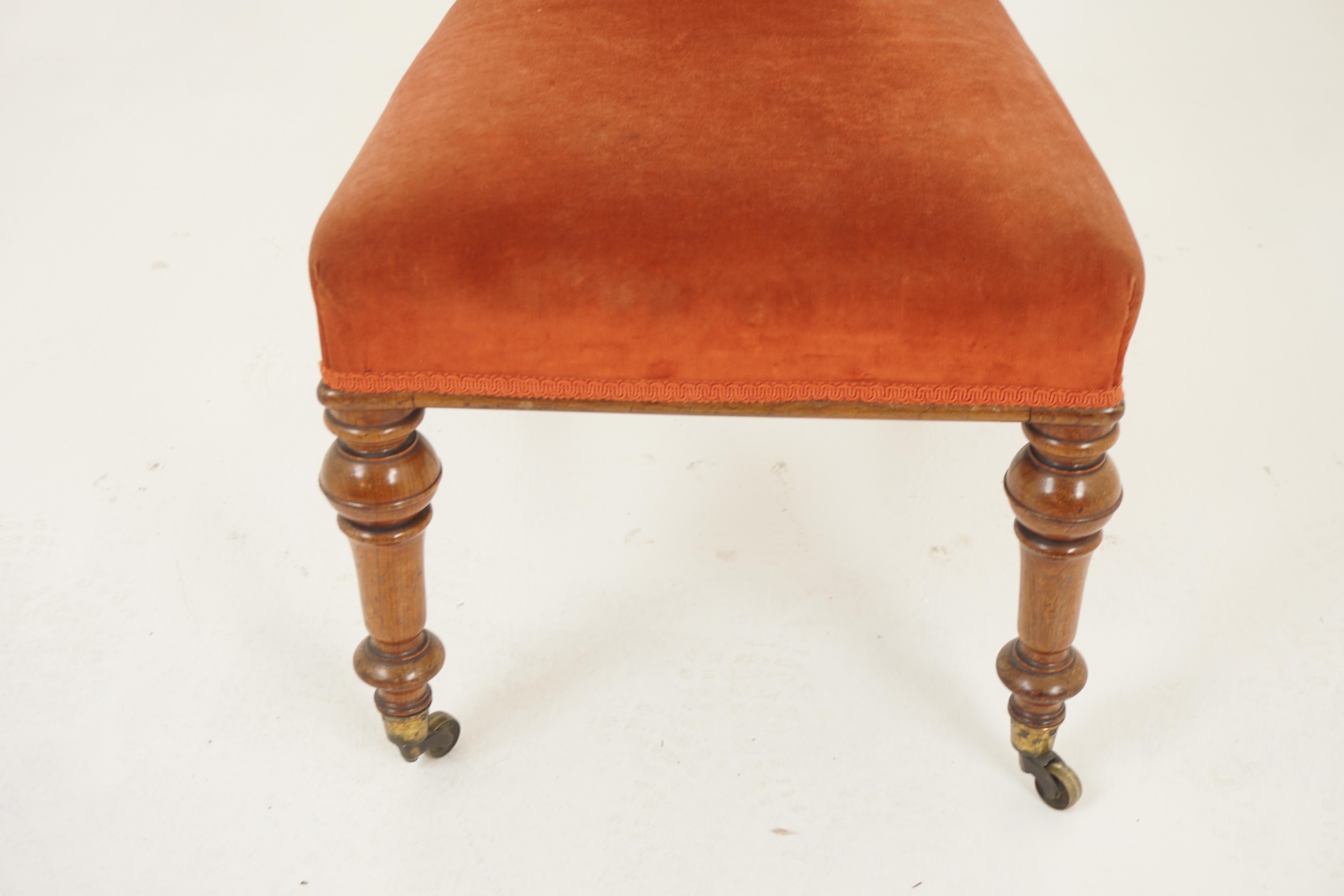 Late 19th Century Antique Walnut Upholstered Hall, Church, Side Chair, Scotland 1880, H1195 For Sale