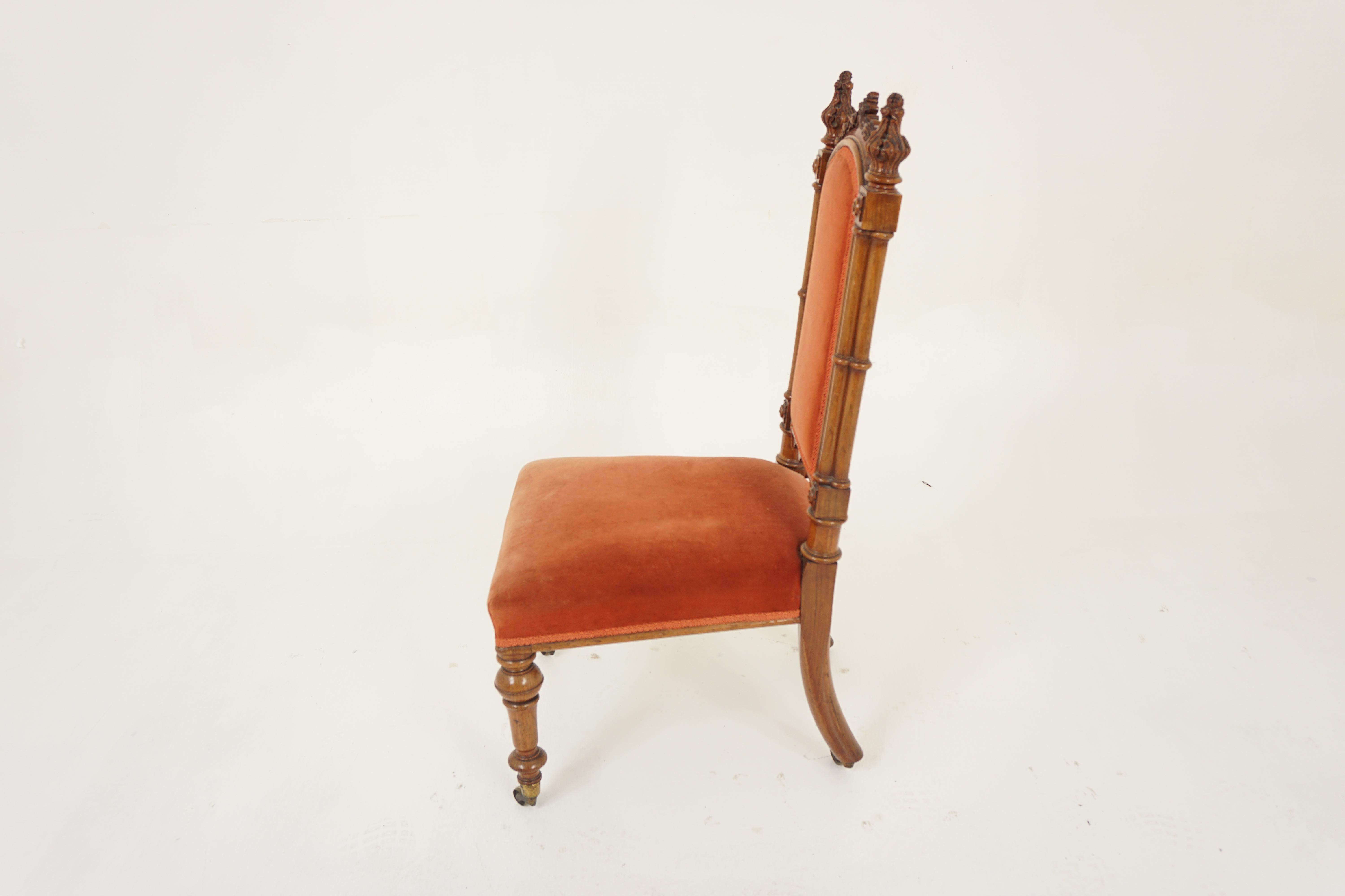 Antique Walnut Upholstered Hall, Church, Side Chair, Scotland 1880, H1195 For Sale 1