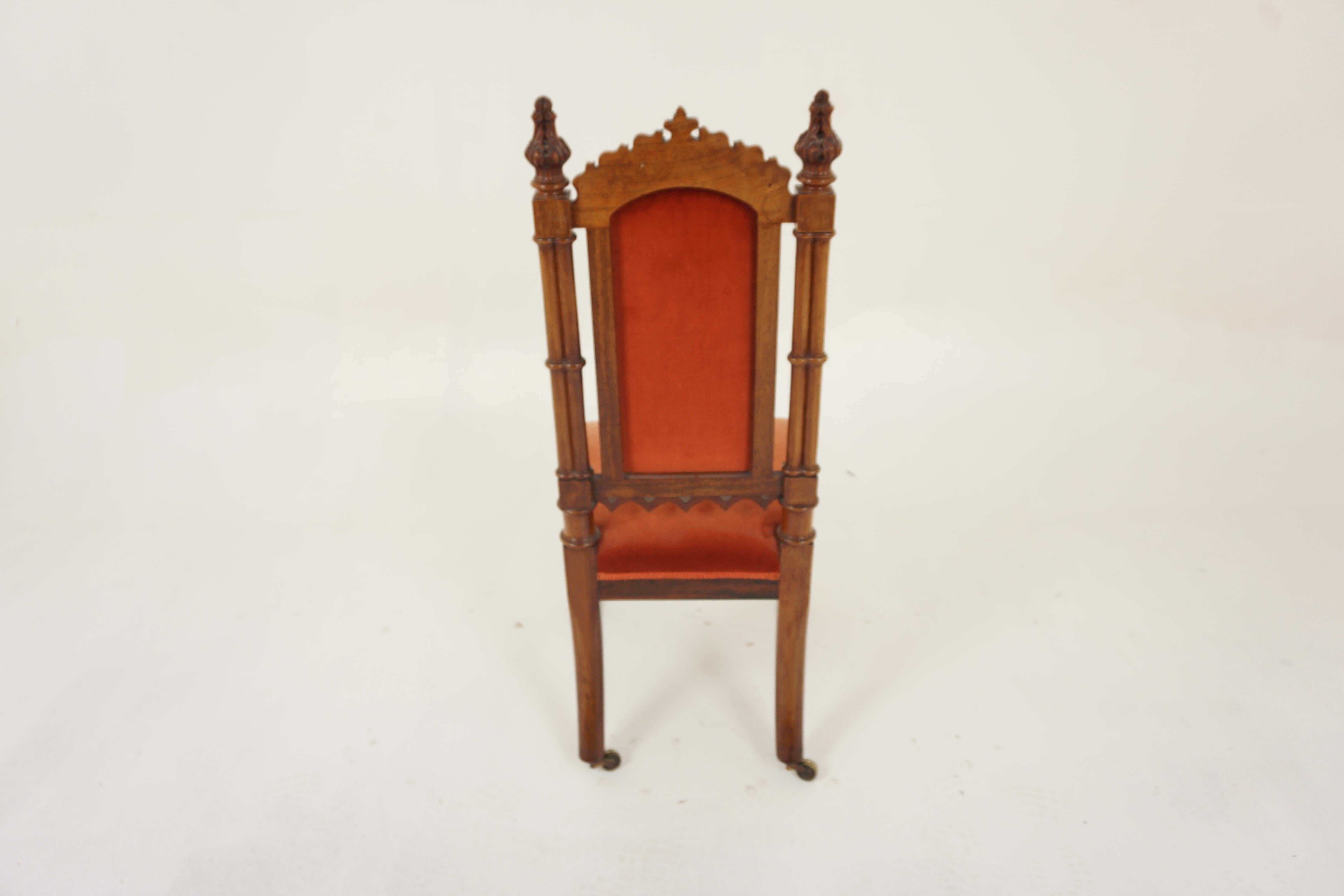 Antique Walnut Upholstered Hall, Church, Side Chair, Scotland 1880, H1195 For Sale 3