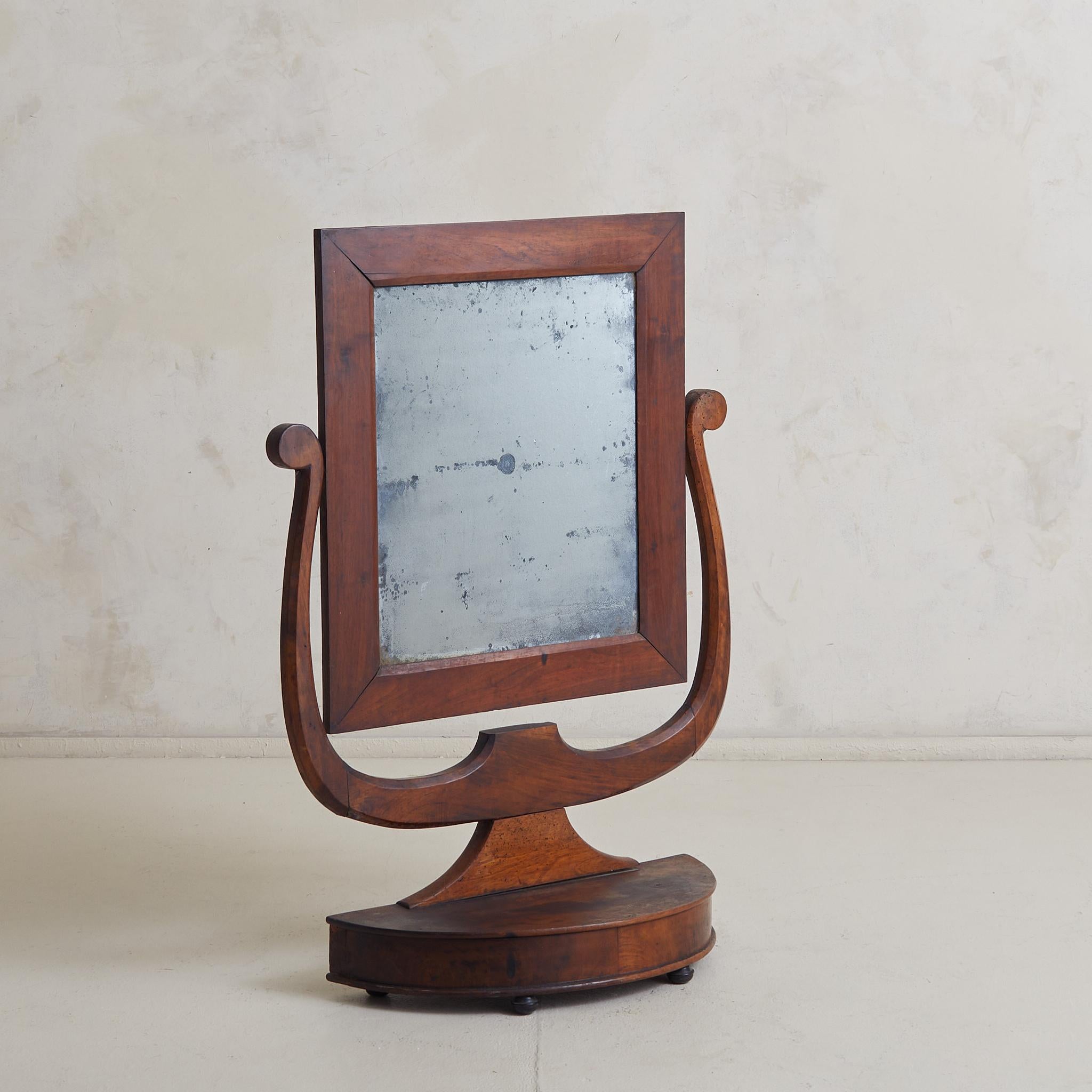 Antique Vanity Mirror en noyer, Italie 19ème siècle